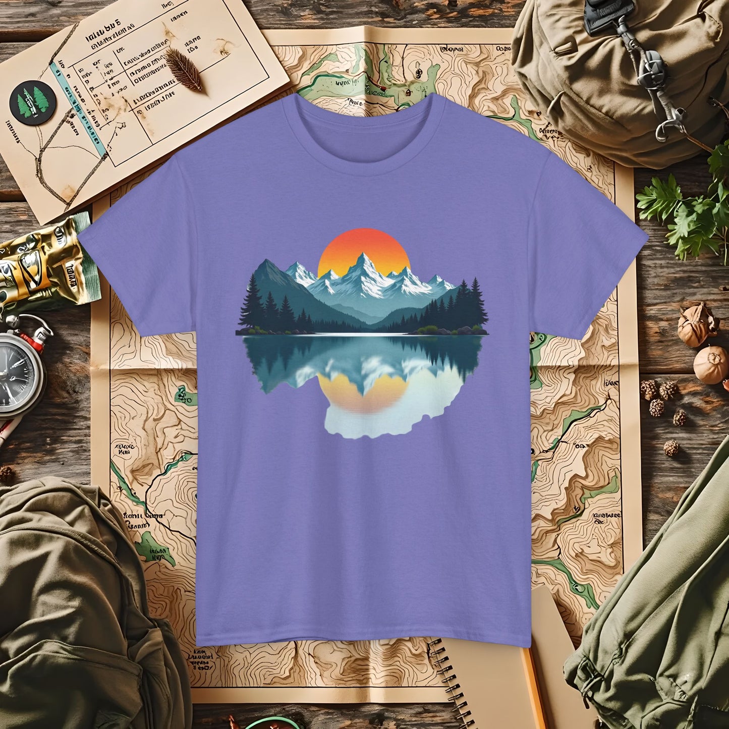 Mountain Reflection Outdoor Adventure T-Shirts | Camping, Hiking, Rafting & Kayaking Tees for Nature Lovers