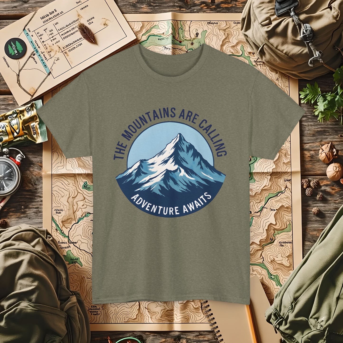 The Mountains Are Calling, Adventure Awaits Outdoor Adventure T-Shirts | Camping, Hiking, Rafting & Kayaking Tees for Nature Lovers