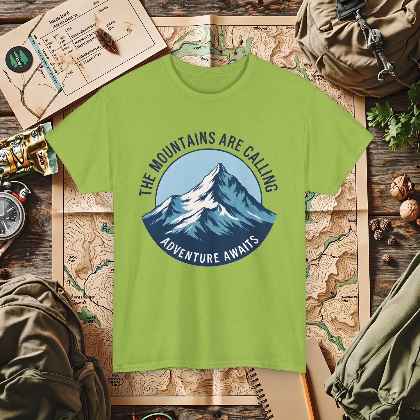 The Mountains Are Calling, Adventure Awaits Outdoor Adventure T-Shirts | Camping, Hiking, Rafting & Kayaking Tees for Nature Lovers