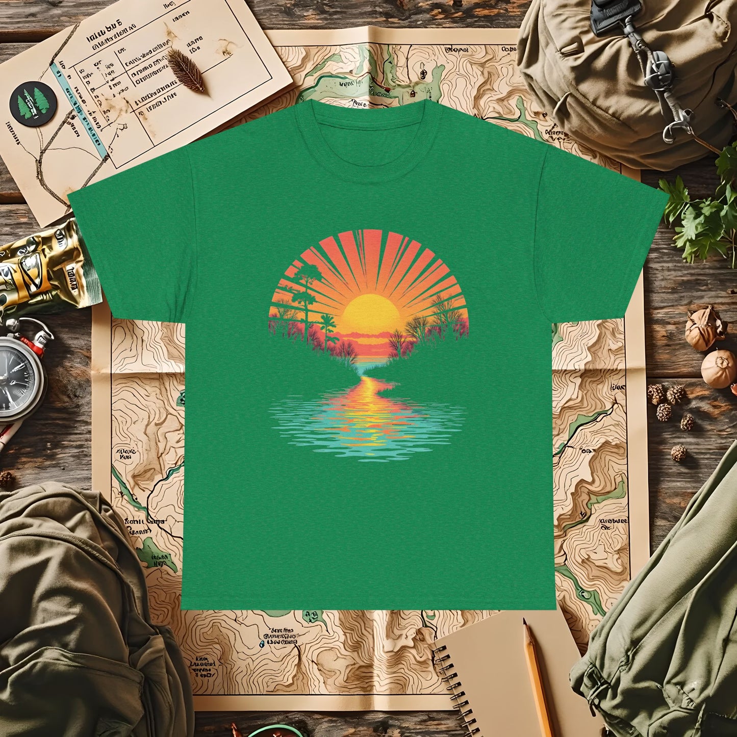 Quirky Sunset Outdoor Adventure T-Shirts | Camping, Hiking, Rafting & Kayaking Tees for Nature Lovers