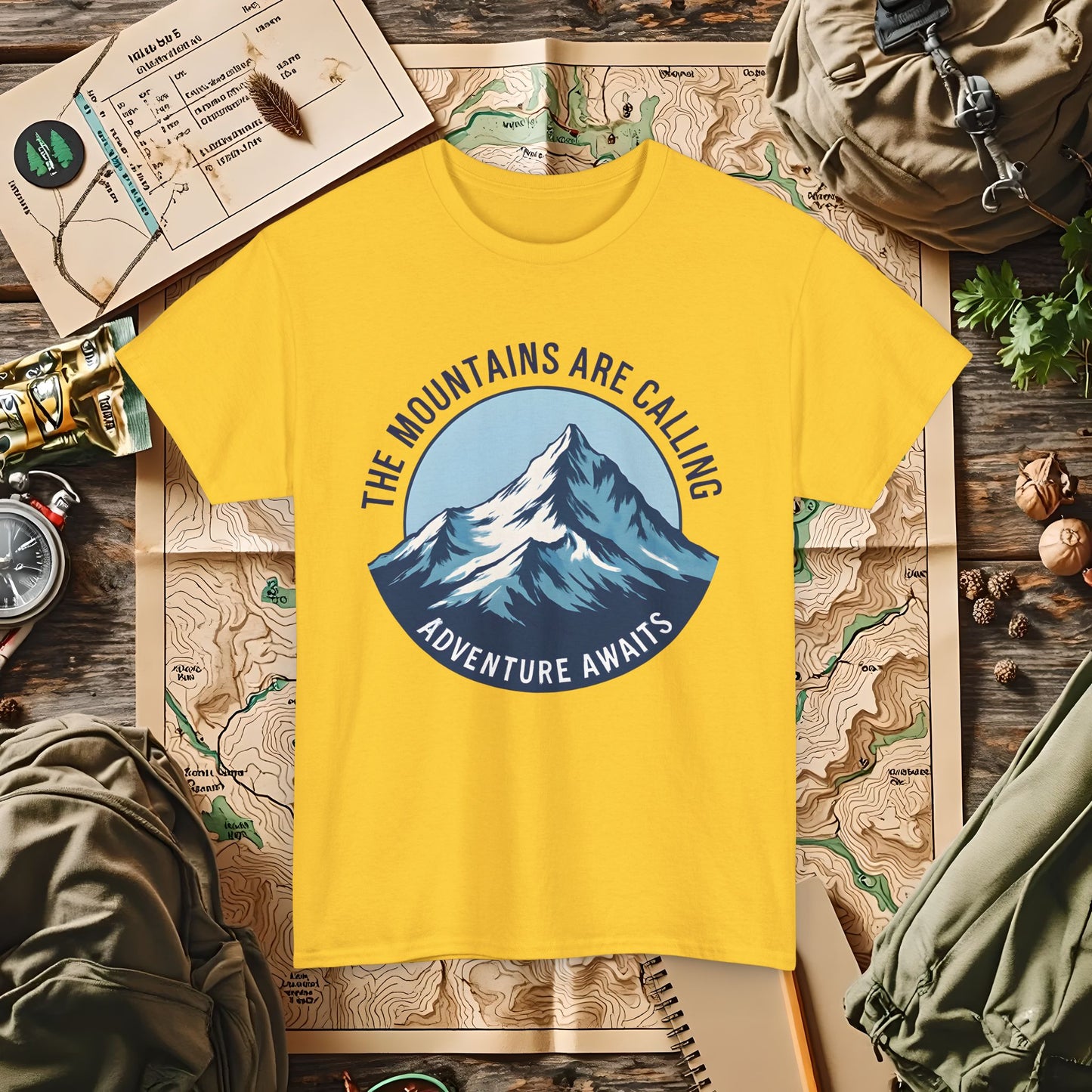 The Mountains Are Calling, Adventure Awaits Outdoor Adventure T-Shirts | Camping, Hiking, Rafting & Kayaking Tees for Nature Lovers