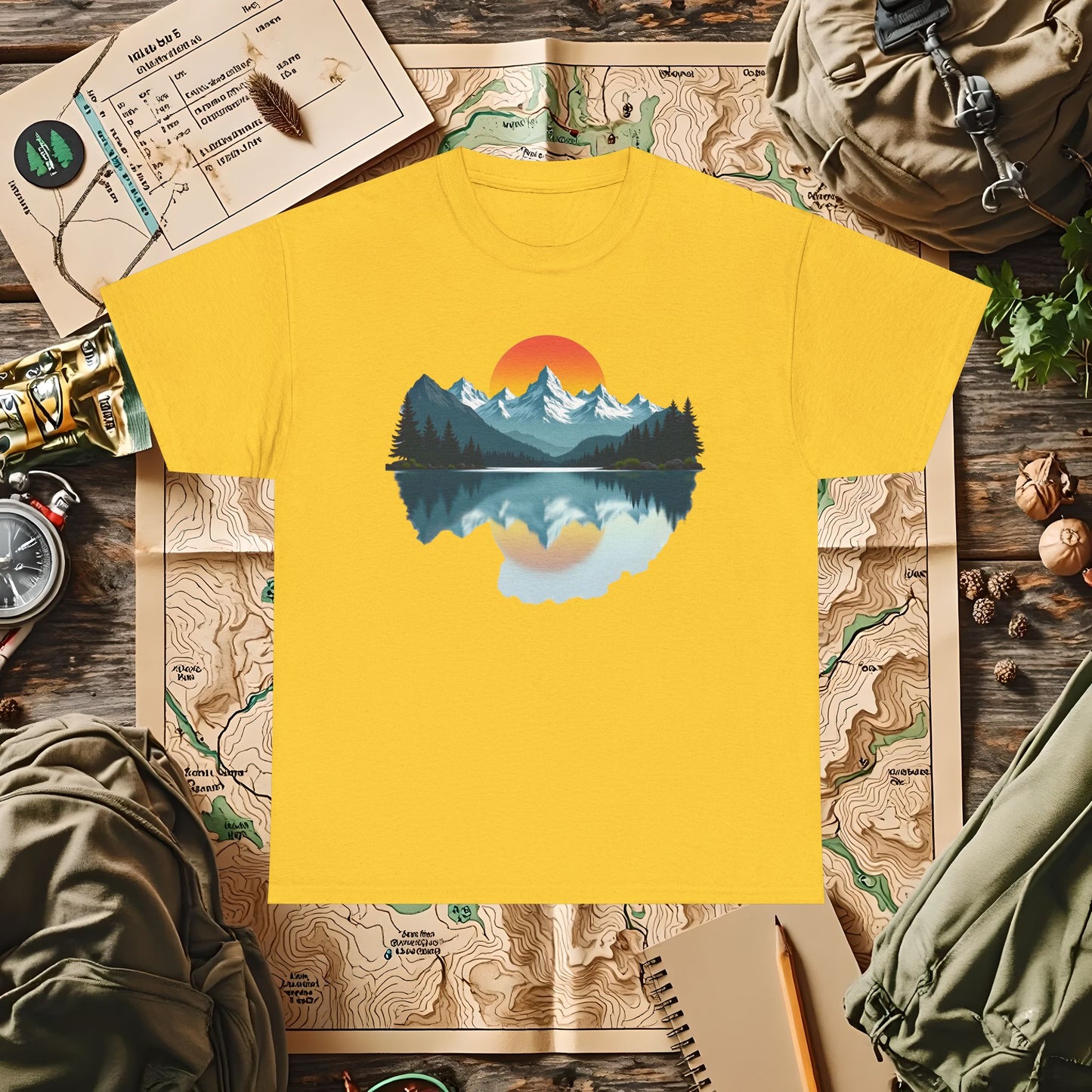 Mountain Reflection Outdoor Adventure T-Shirts | Camping, Hiking, Rafting & Kayaking Tees for Nature Lovers
