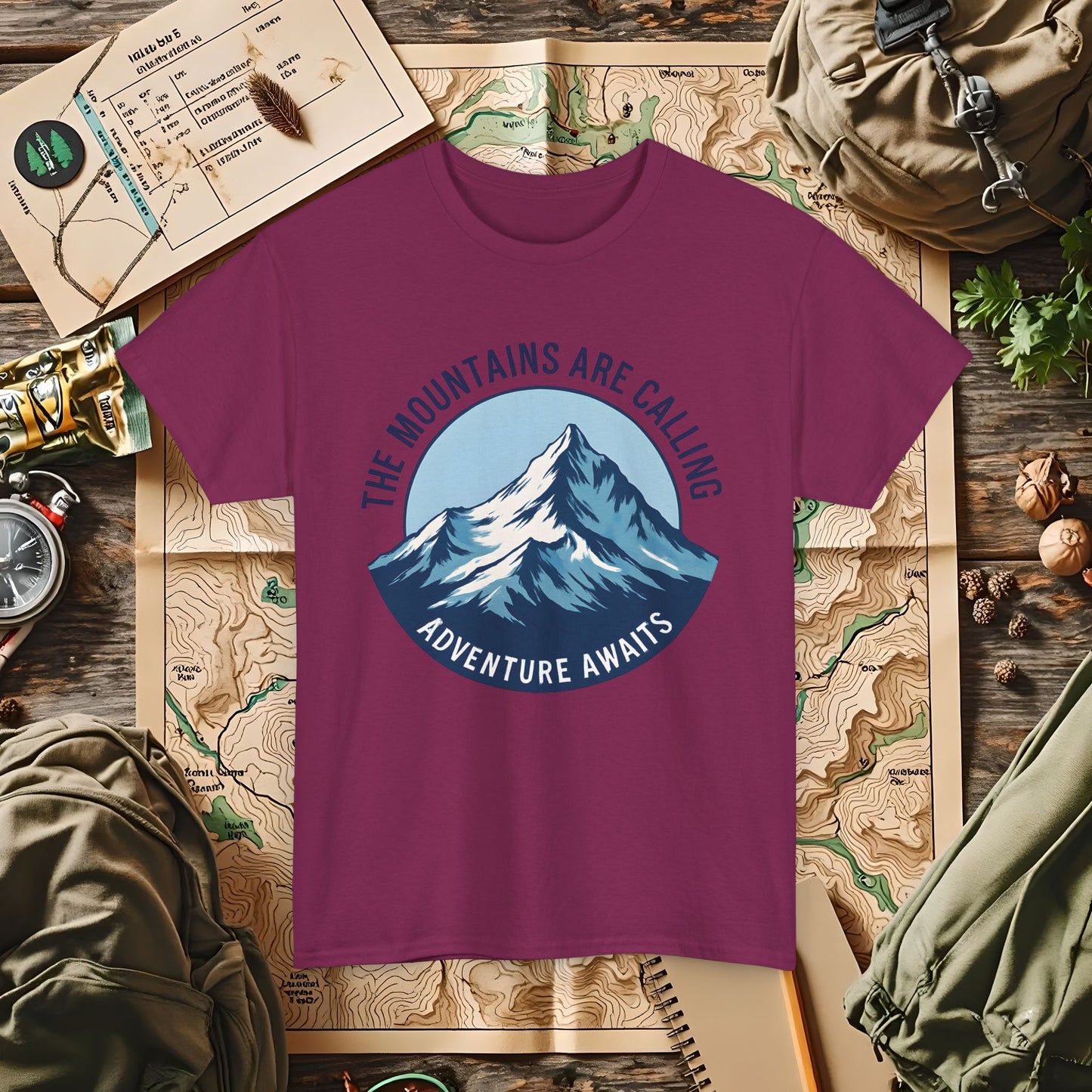 The Mountains Are Calling, Adventure Awaits Outdoor Adventure T-Shirts | Camping, Hiking, Rafting & Kayaking Tees for Nature Lovers