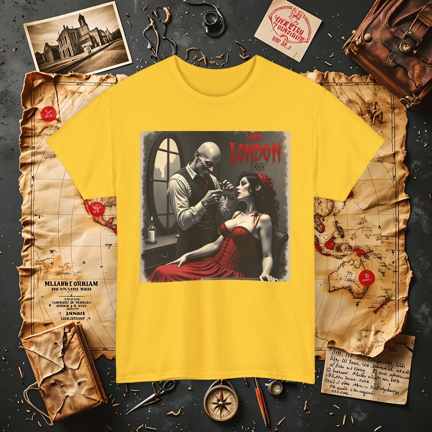 Gothic Barber T-Shirt – Jack the Ripper Era Horror in 1888 London