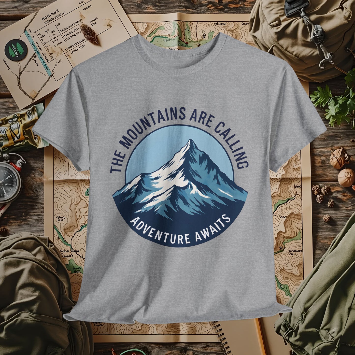 The Mountains Are Calling, Adventure Awaits Outdoor Adventure T-Shirts | Camping, Hiking, Rafting & Kayaking Tees for Nature Lovers