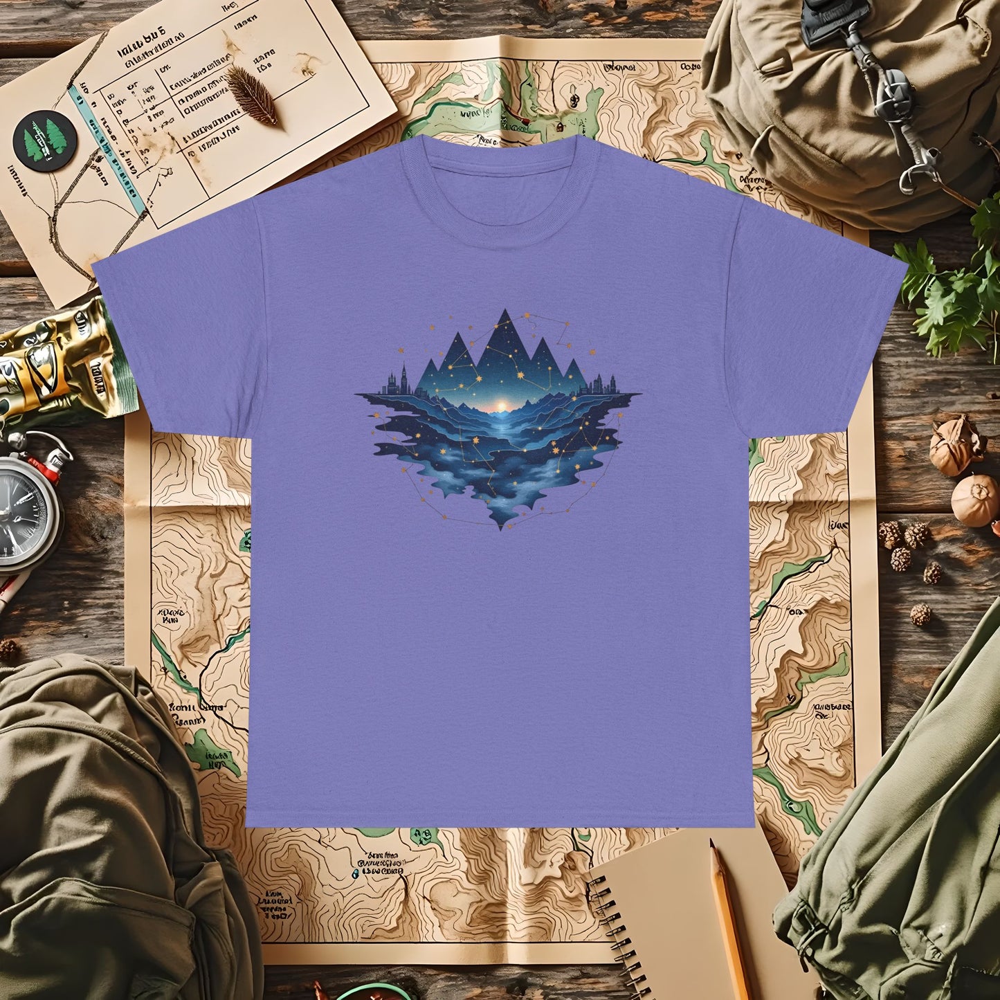 Celestial Landscapes Outdoor Adventure T-Shirts | Camping, Hiking, Rafting & Kayaking Tees for Nature Lovers