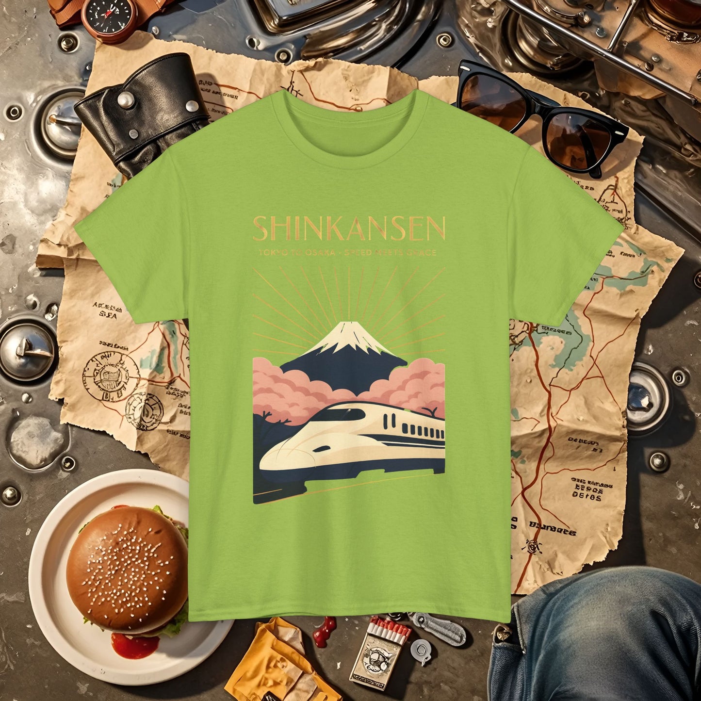 Shinkansen – Art Deco Speed & Grace Japanese Bullet Train Tee Road Trip & Vehicle Travel T-Shirts | Car, RV, and Motorcycle Adventure Tees