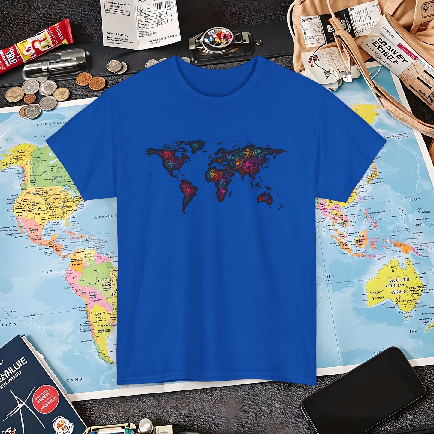 Psychedelic Atlas Air Travel T-Shirts | Jetsetter, Airport, and International Flight Tees