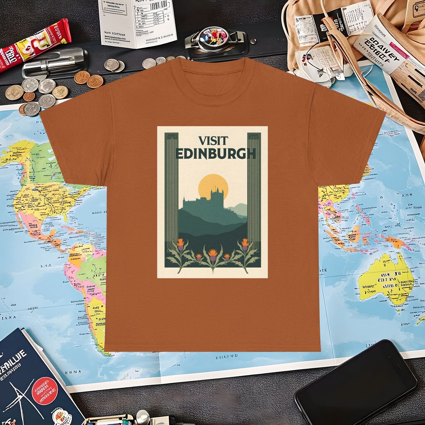 Edinburgh Poster Air Travel T-Shirts | Jetsetter, Airport, and International Flight Tees