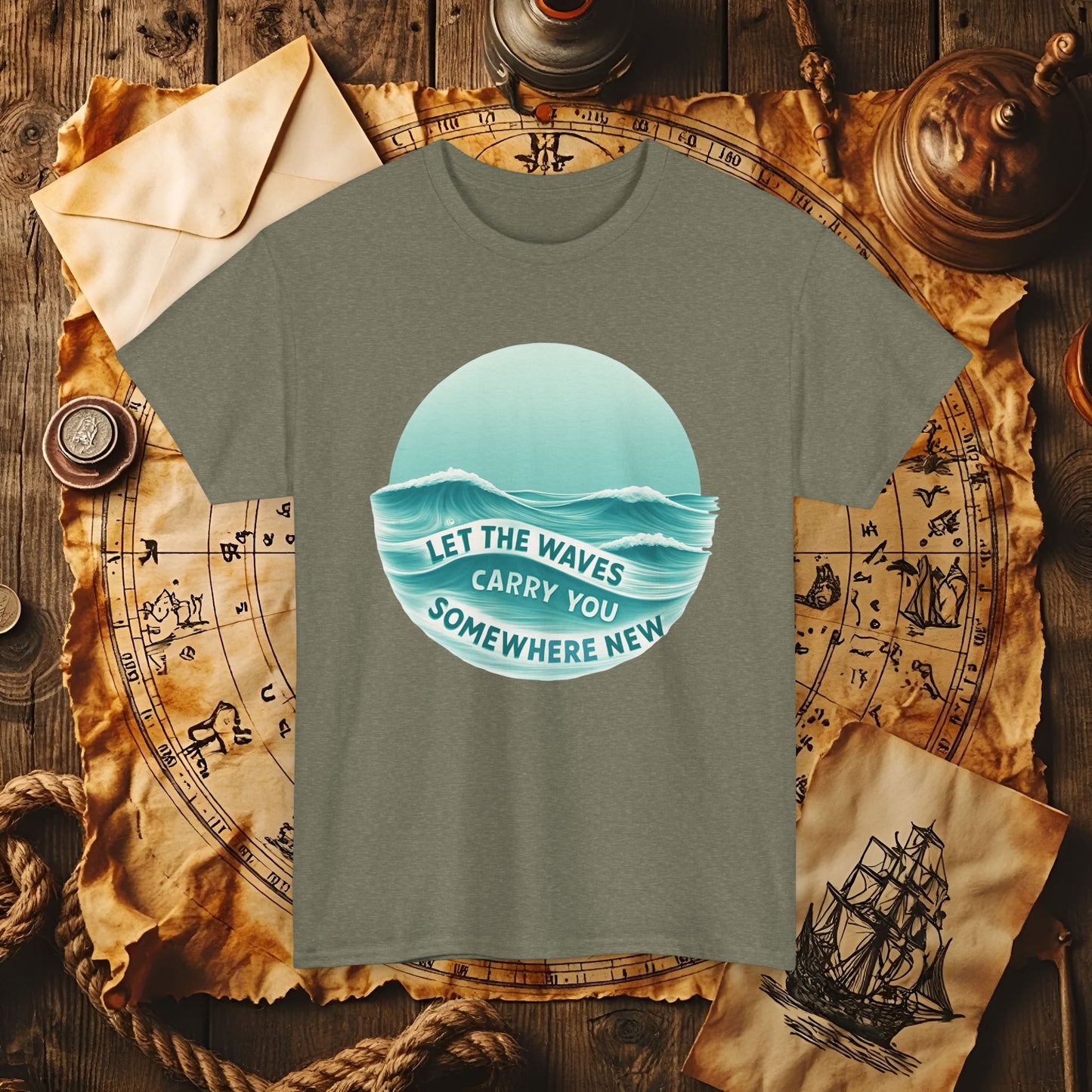 Let the Waves Carry You T-Shirt – Serene Travel & Ocean Escape Design | Funny & Stylish Tees for Ocean Adventures