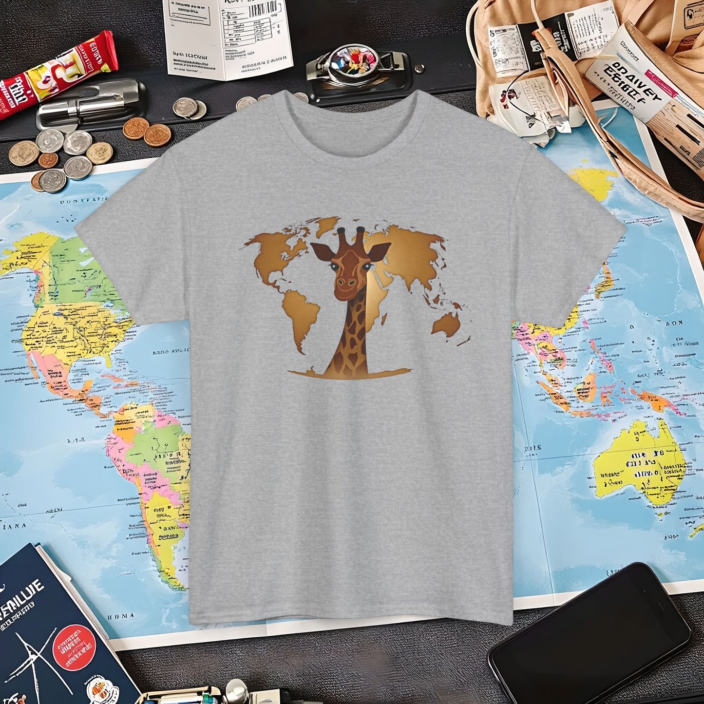 Giraffe Globe Air Travel T-Shirts | Jetsetter, Airport, and International Flight Tees