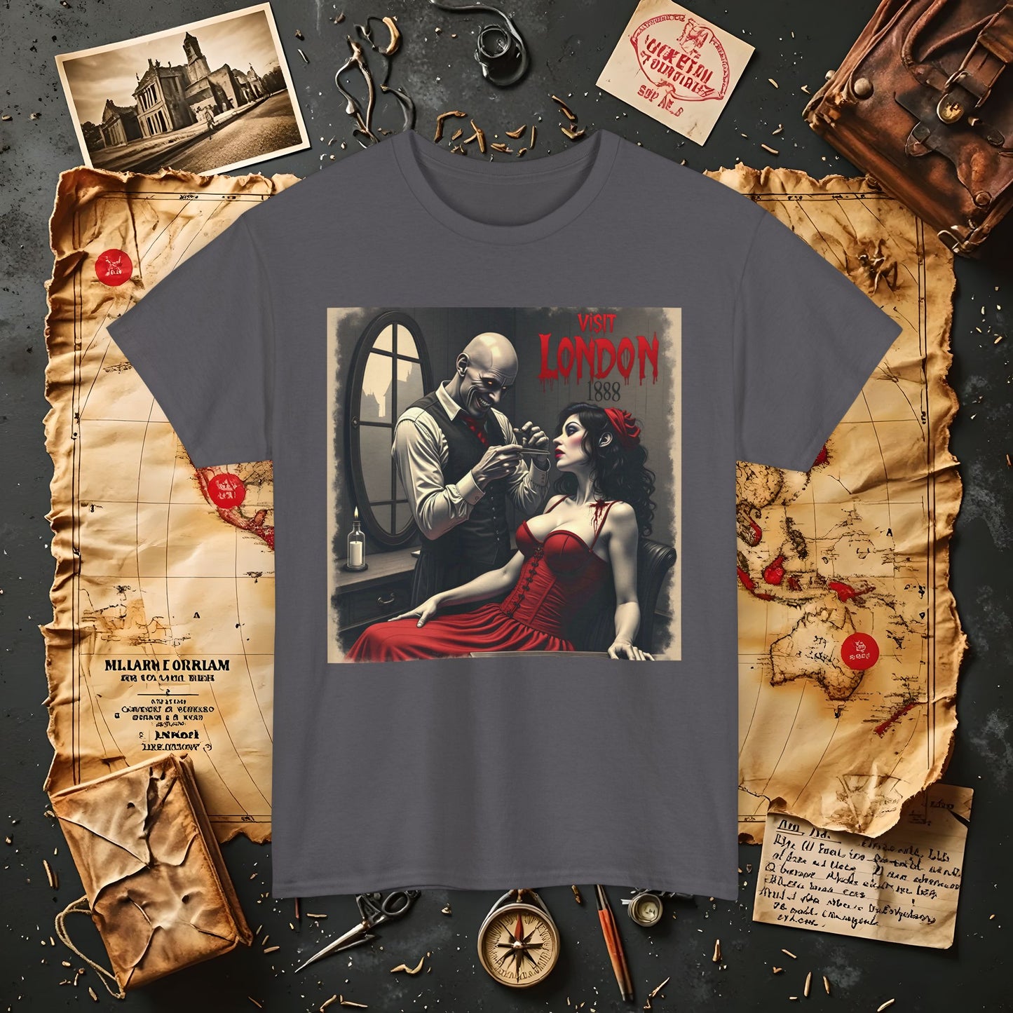 Gothic Barber T-Shirt – Jack the Ripper Era Horror in 1888 London