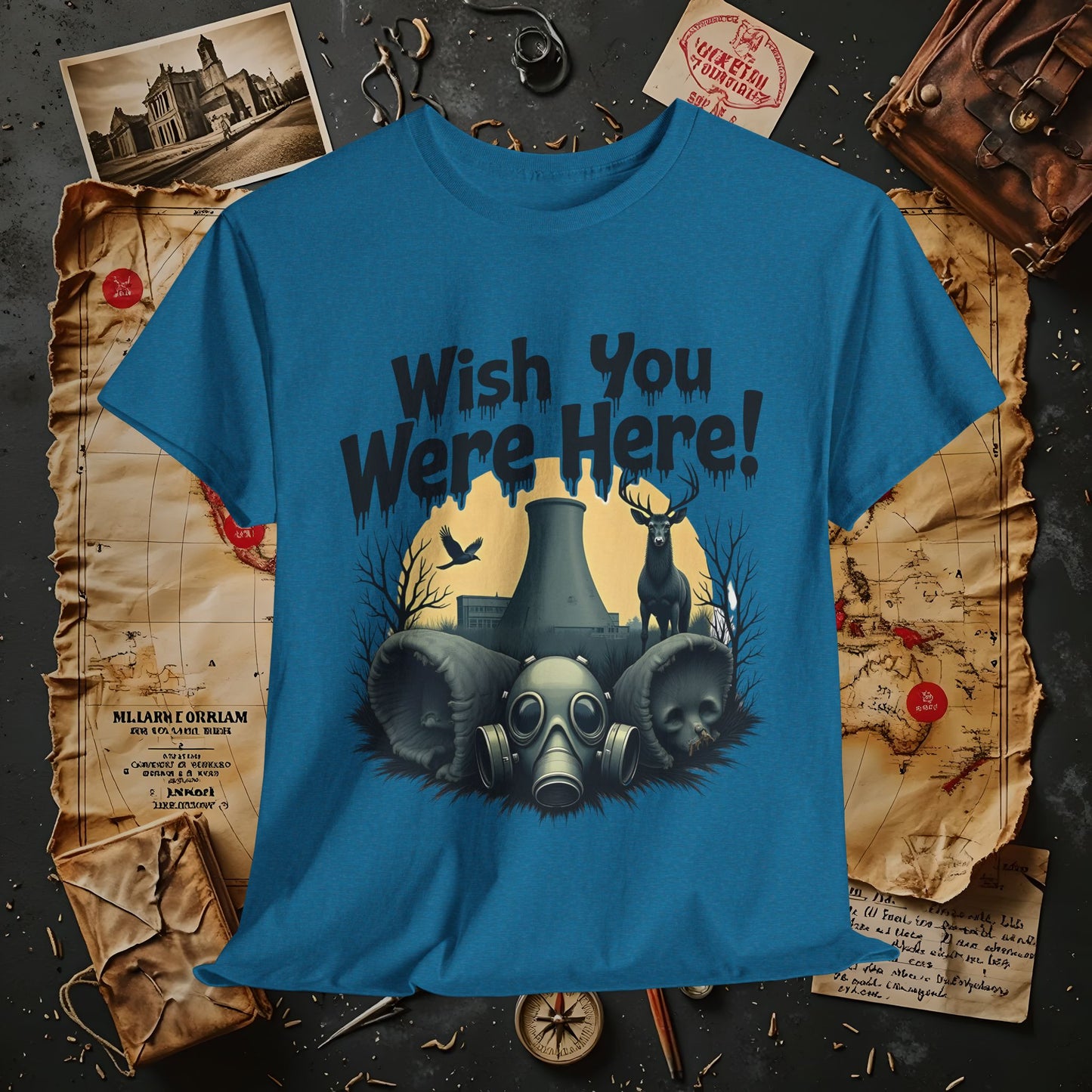 Spooky Vibes Tee - "Wish You Were Here!" Halloween T-Shirt, Unisex Tee, Ghost Graphic Tee, Halloween Gift, Casual Wear