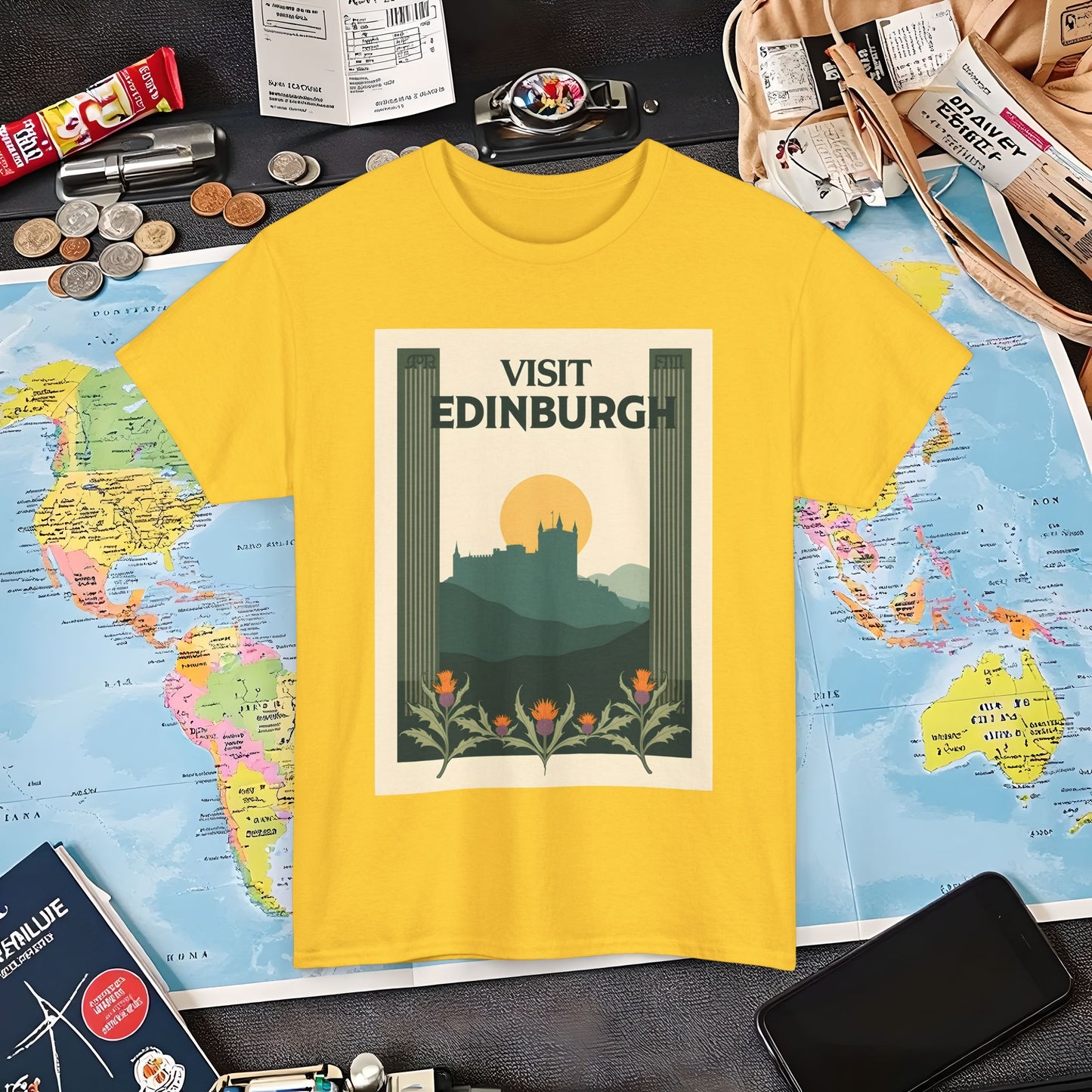 Edinburgh Poster Air Travel T-Shirts | Jetsetter, Airport, and International Flight Tees