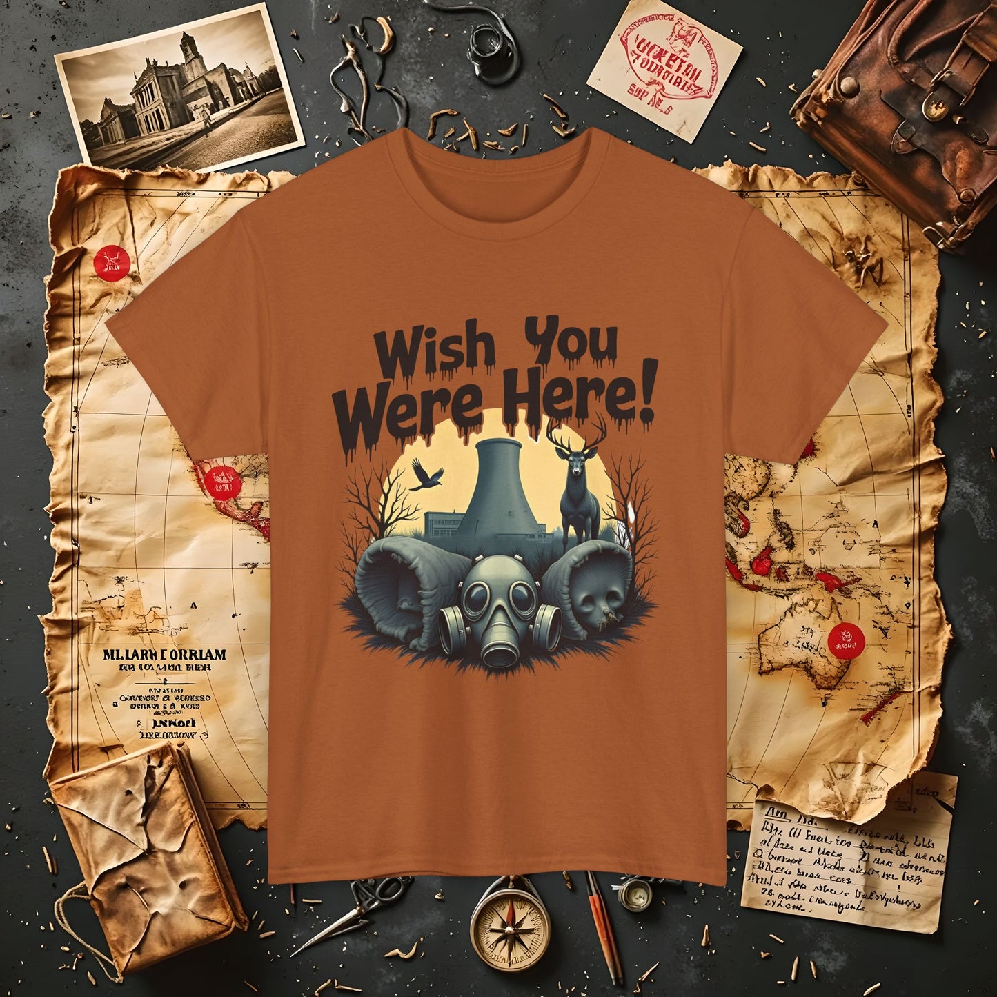 Spooky Vibes Tee - "Wish You Were Here!" Halloween T-Shirt, Unisex Tee, Ghost Graphic Tee, Halloween Gift, Casual Wear