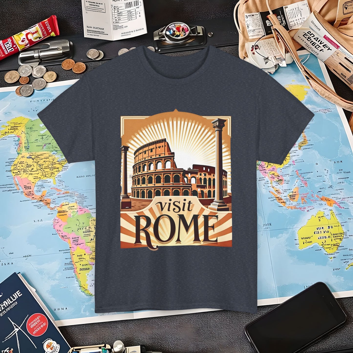 Rome Retro Air Travel T-Shirts | Jetsetter, Airport, and International Flight Tees
