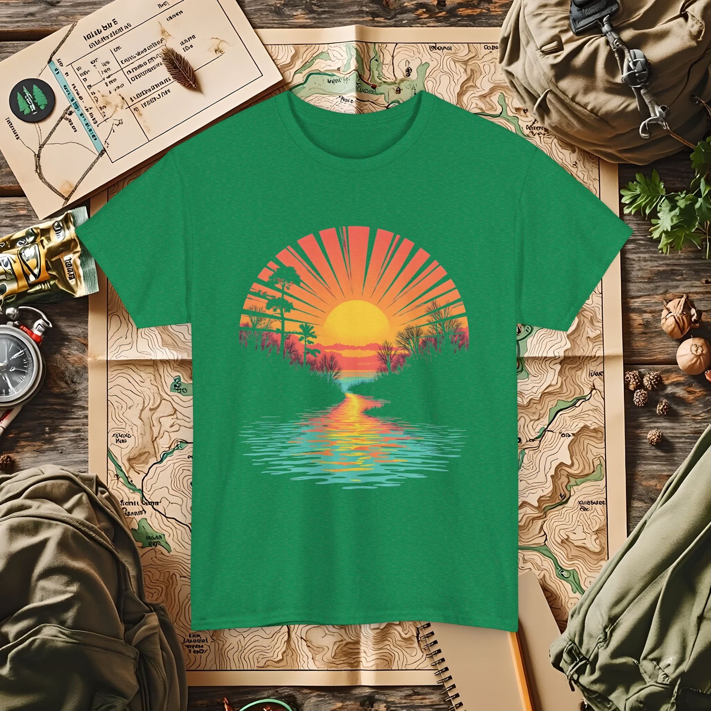 Quirky Sunset Outdoor Adventure T-Shirts | Camping, Hiking, Rafting & Kayaking Tees for Nature Lovers