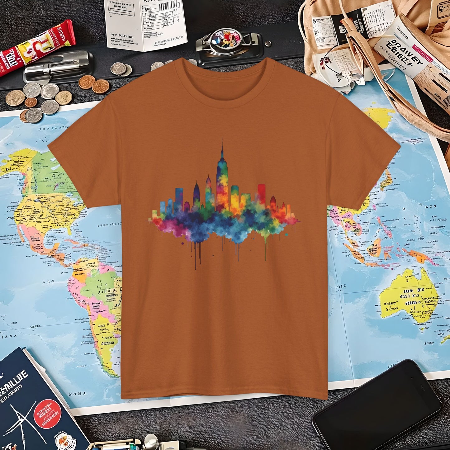 Vibrant Skyline T-Shirts | Jetsetter, Airport, and International Flight Tees