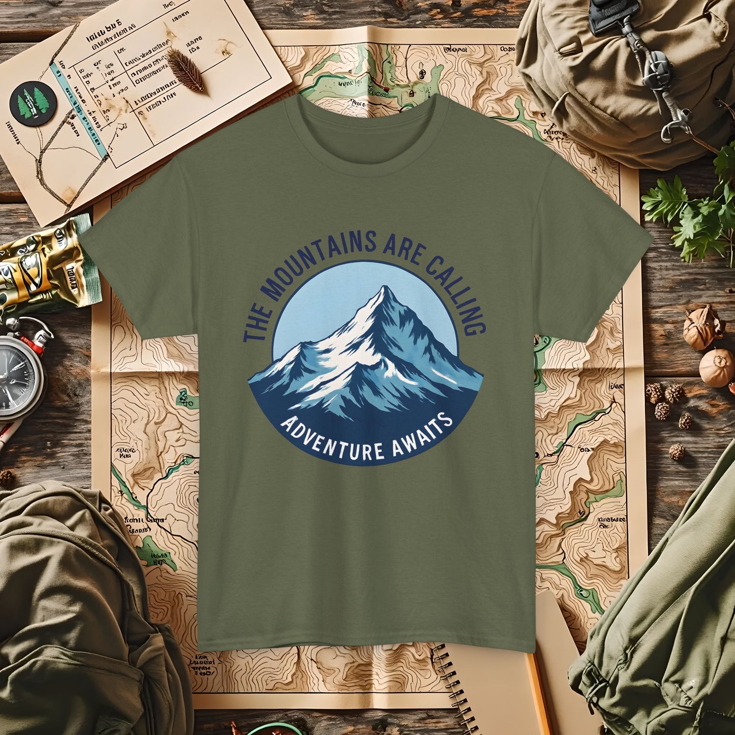 The Mountains Are Calling, Adventure Awaits Outdoor Adventure T-Shirts | Camping, Hiking, Rafting & Kayaking Tees for Nature Lovers
