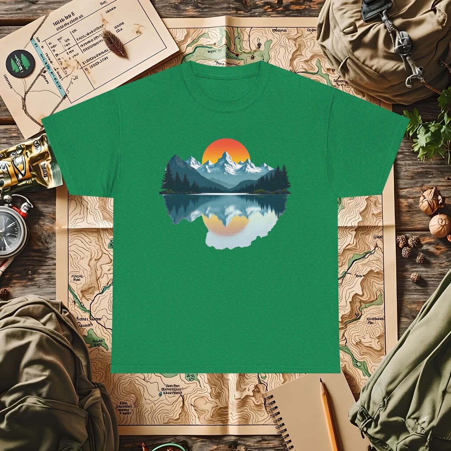 Mountain Reflection Outdoor Adventure T-Shirts | Camping, Hiking, Rafting & Kayaking Tees for Nature Lovers