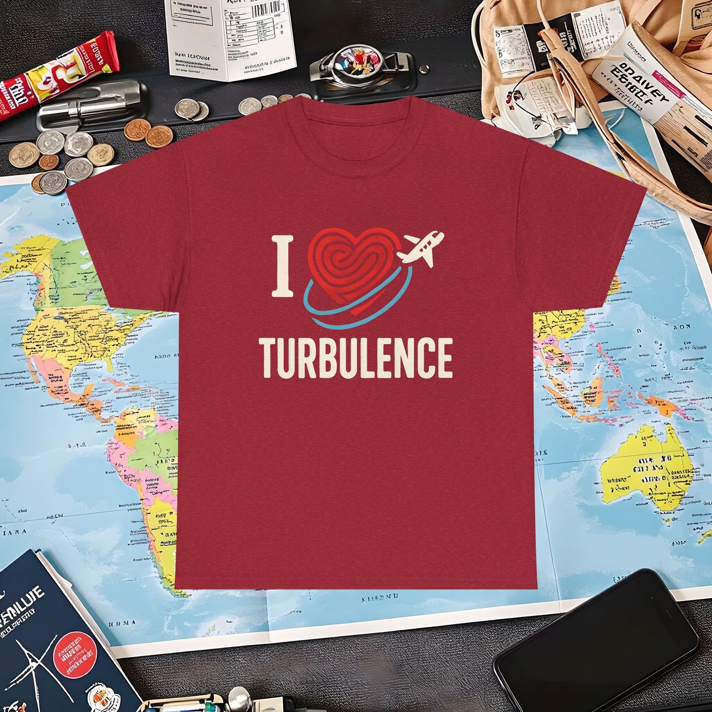 I ♥ Turbulence – Funny Aviation Graphic Tee for Pilots & Frequent Flyers Air Travel T-Shirts | Jetsetter, Airport, and International Flight Tees