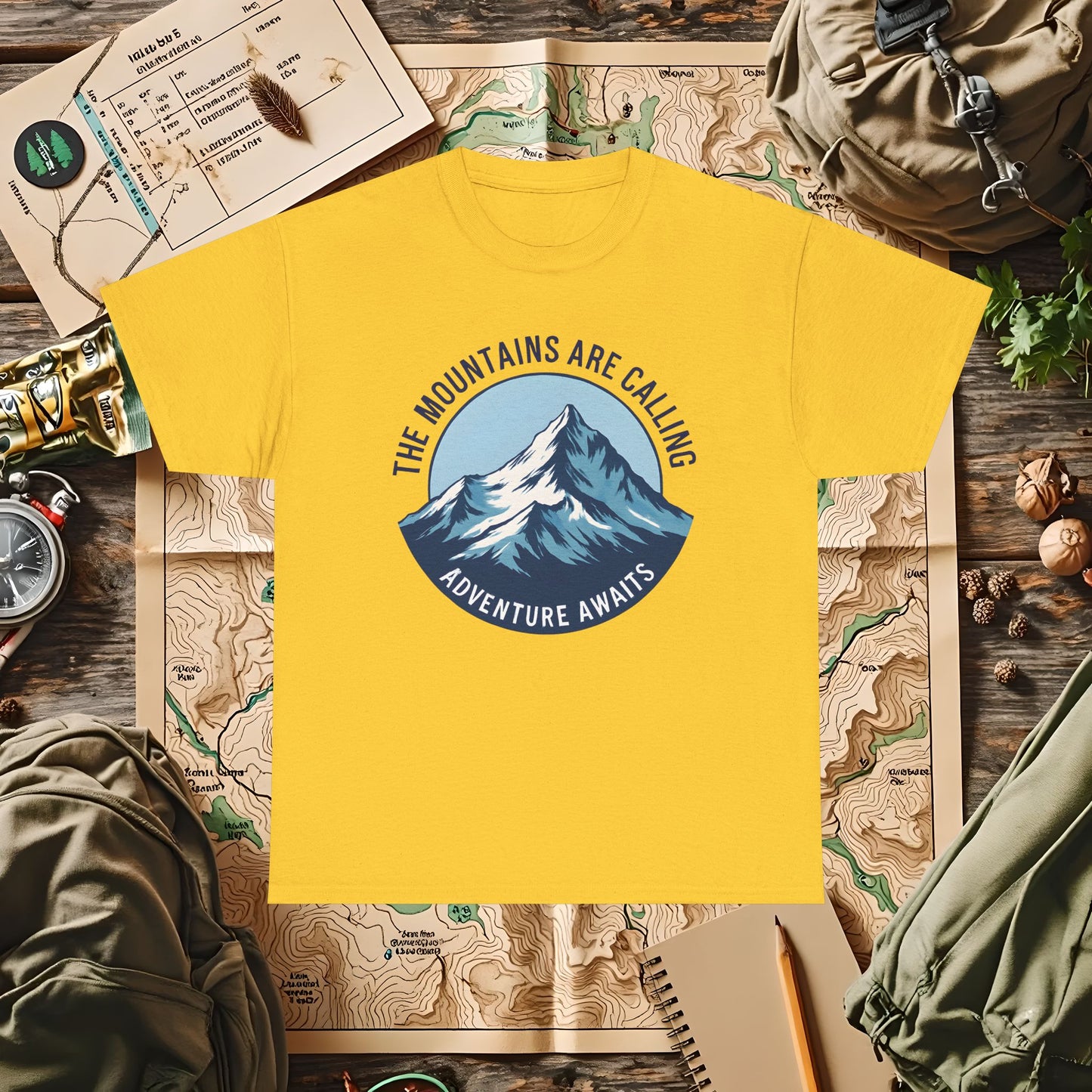 The Mountains Are Calling, Adventure Awaits Outdoor Adventure T-Shirts | Camping, Hiking, Rafting & Kayaking Tees for Nature Lovers