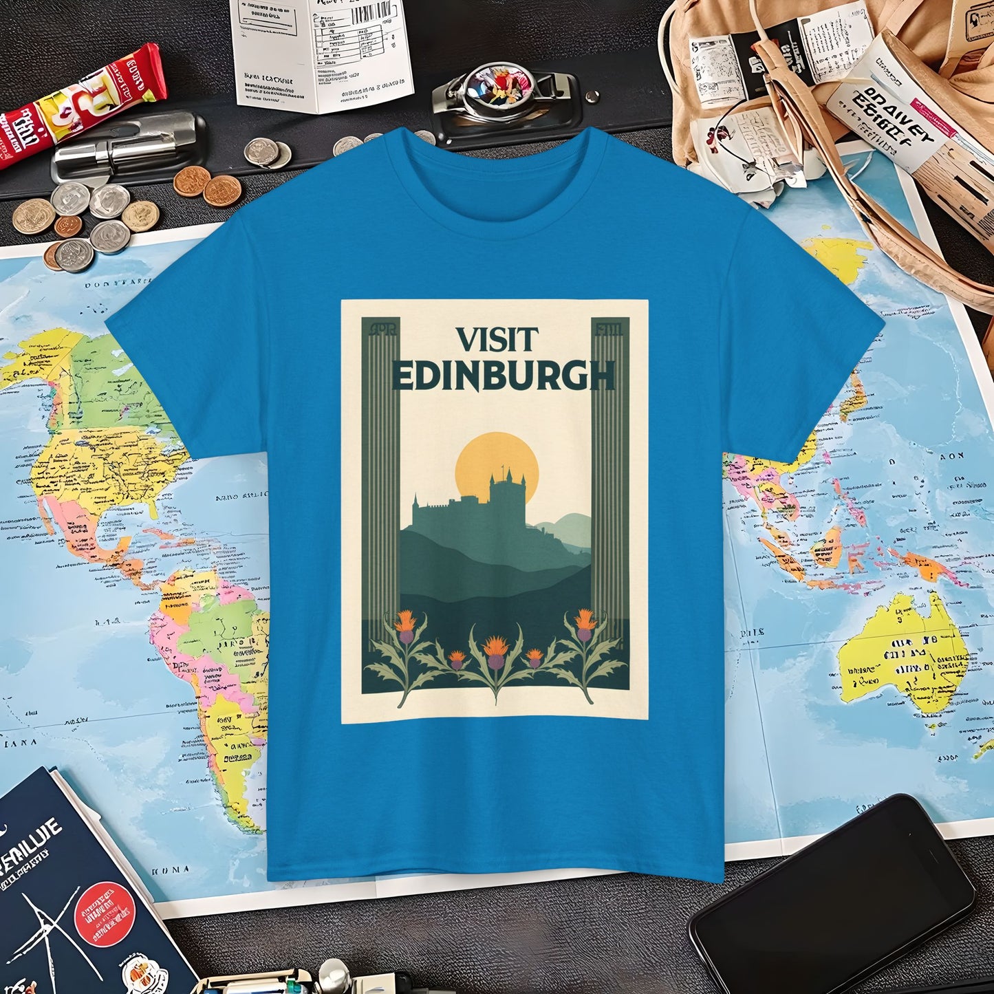 Edinburgh Poster Air Travel T-Shirts | Jetsetter, Airport, and International Flight Tees