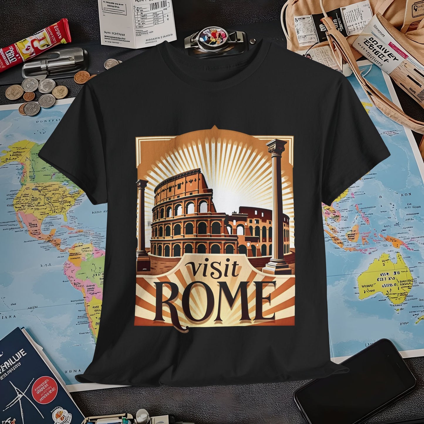 Rome Retro Air Travel T-Shirts | Jetsetter, Airport, and International Flight Tees