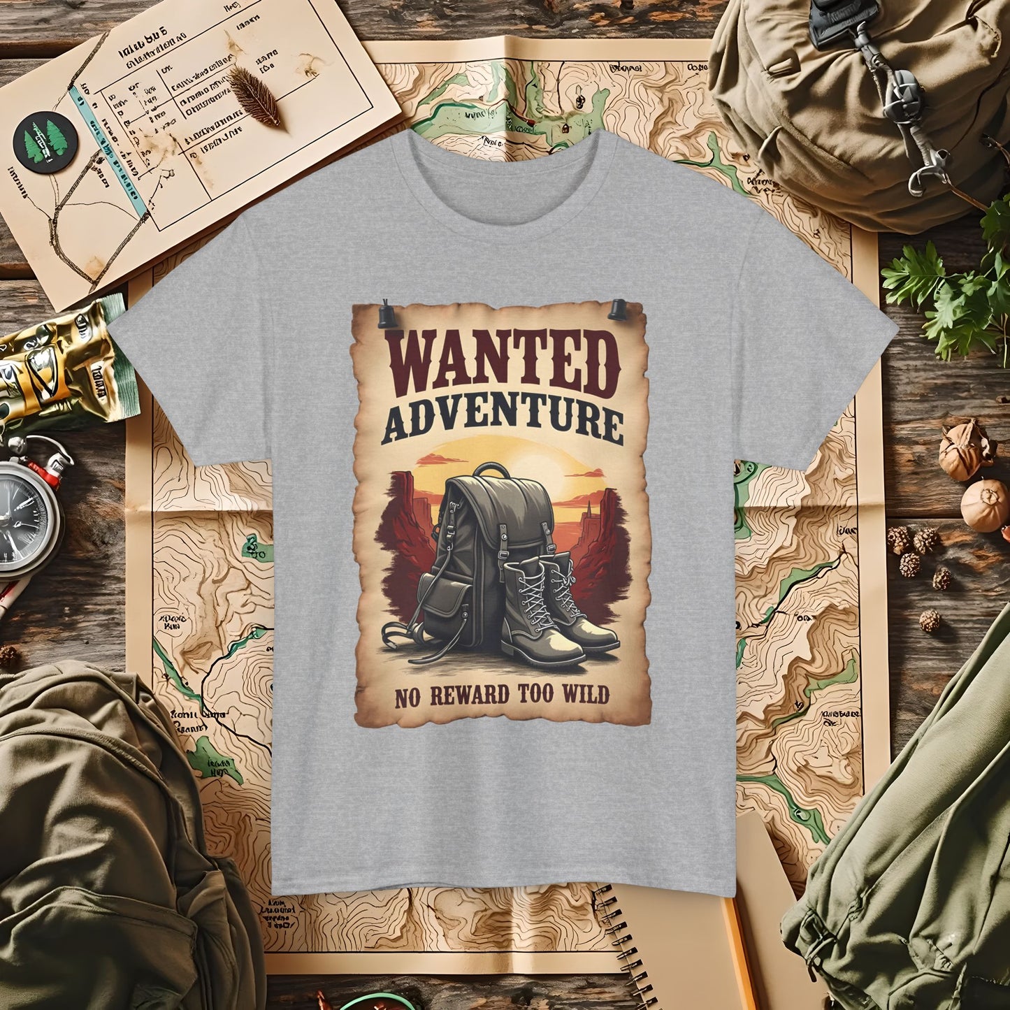Wanted Adventure, No Reward too Wild, Outdoor Adventure T-Shirts | Camping, Hiking, Rafting & Kayaking Tees for Nature Lovers