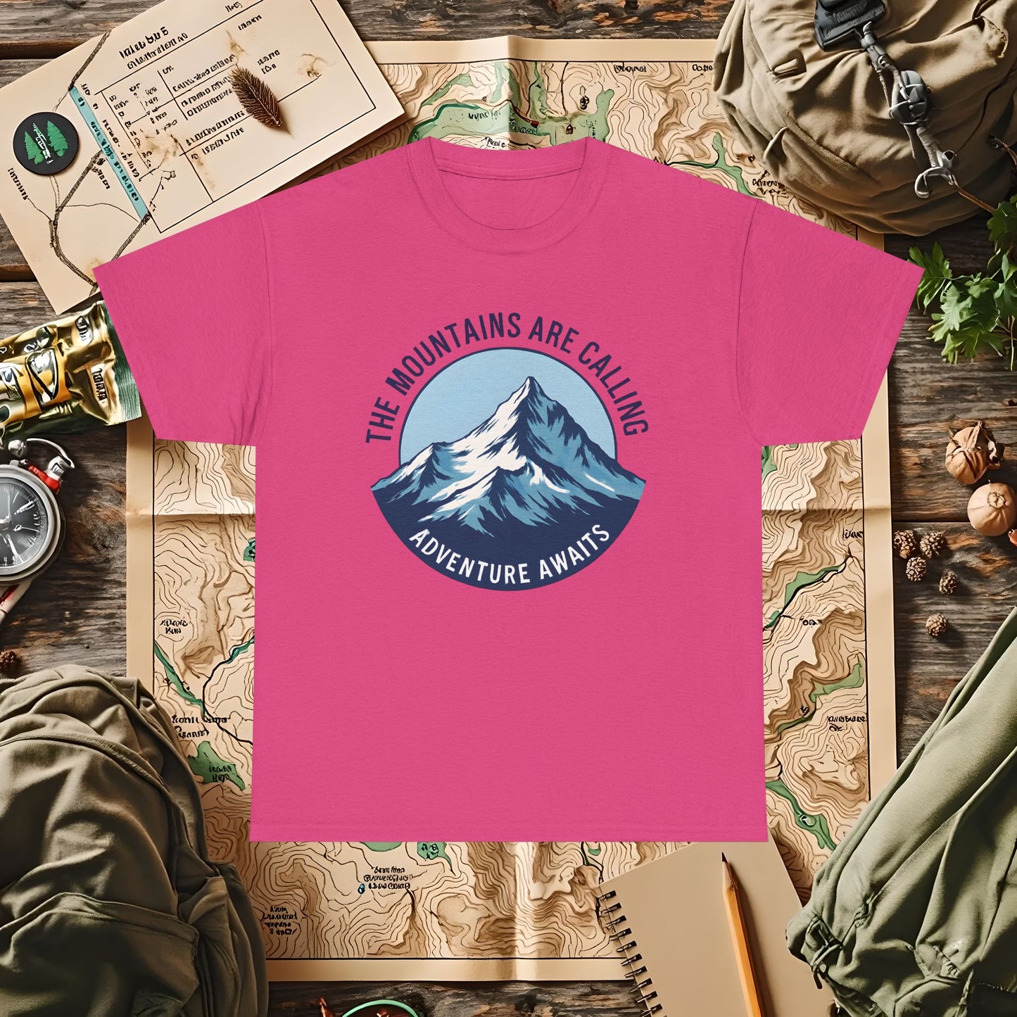 The Mountains Are Calling, Adventure Awaits Outdoor Adventure T-Shirts | Camping, Hiking, Rafting & Kayaking Tees for Nature Lovers