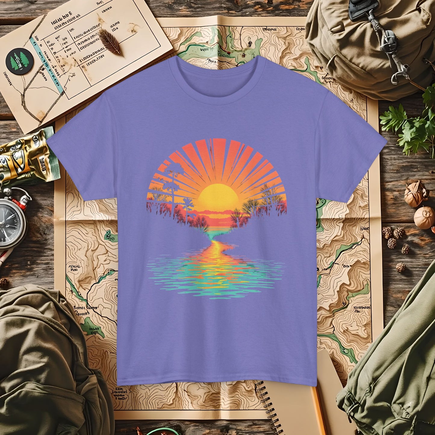 Quirky Sunset Outdoor Adventure T-Shirts | Camping, Hiking, Rafting & Kayaking Tees for Nature Lovers