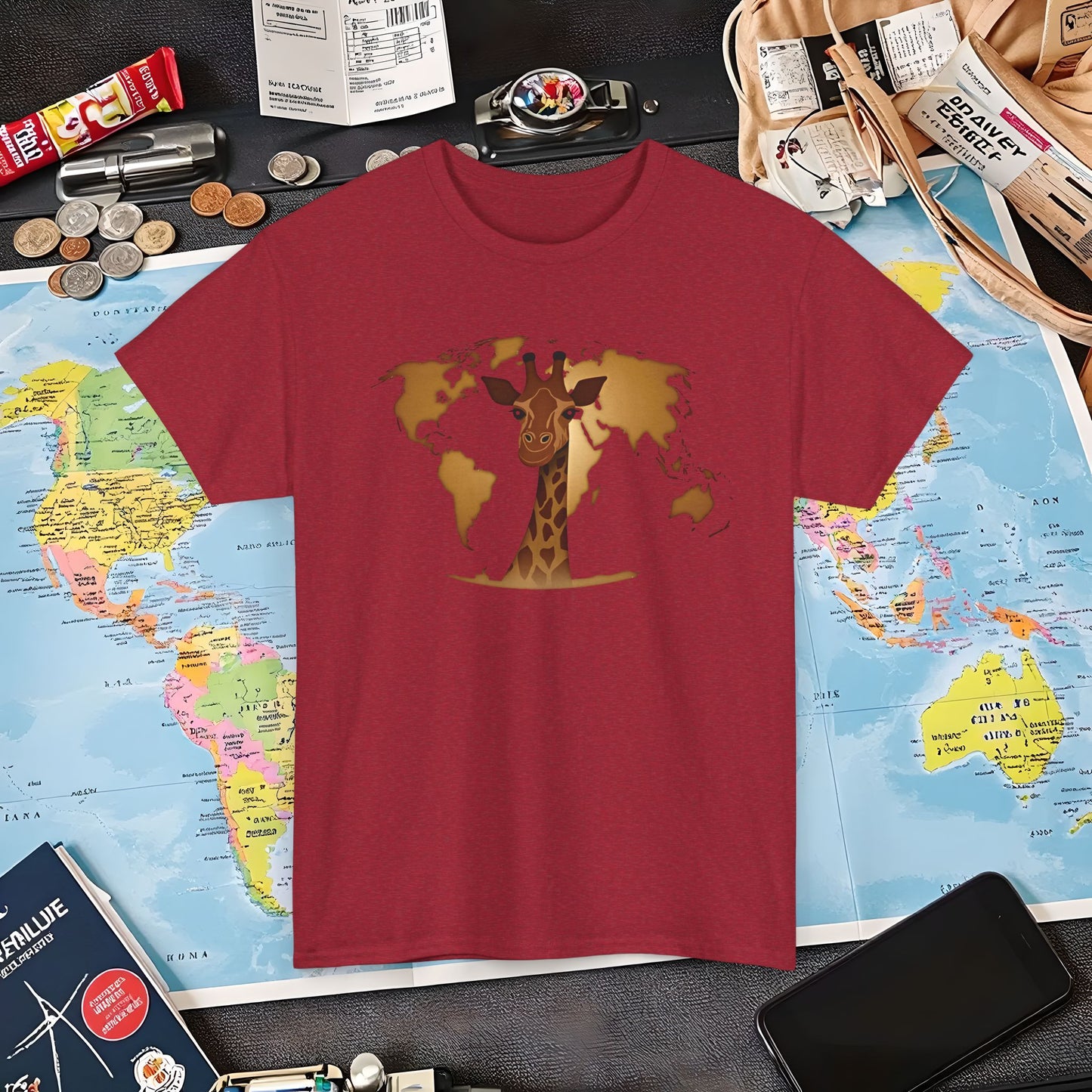 Giraffe Globe Air Travel T-Shirts | Jetsetter, Airport, and International Flight Tees