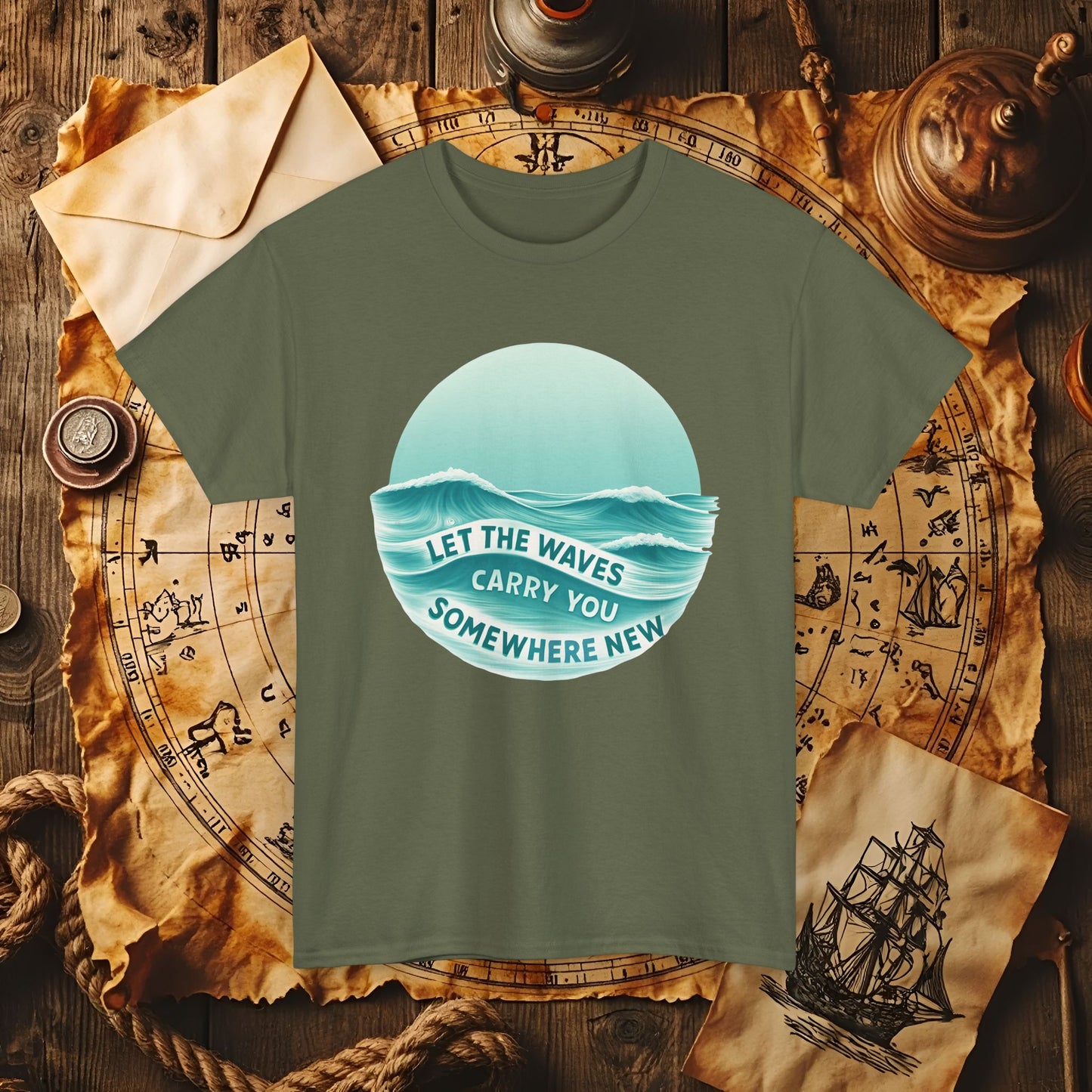Let the Waves Carry You T-Shirt – Serene Travel & Ocean Escape Design | Funny & Stylish Tees for Ocean Adventures