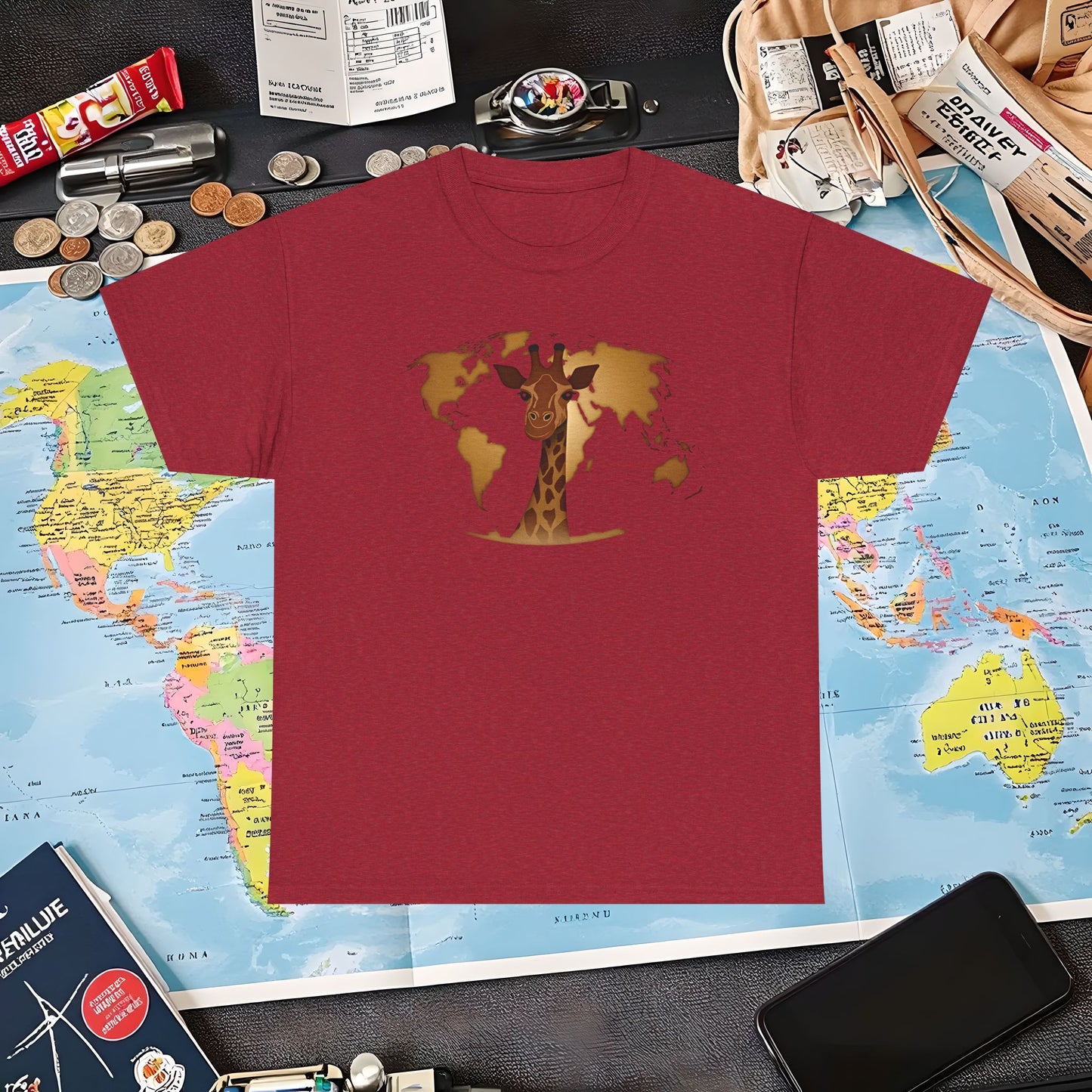 Giraffe Globe Air Travel T-Shirts | Jetsetter, Airport, and International Flight Tees