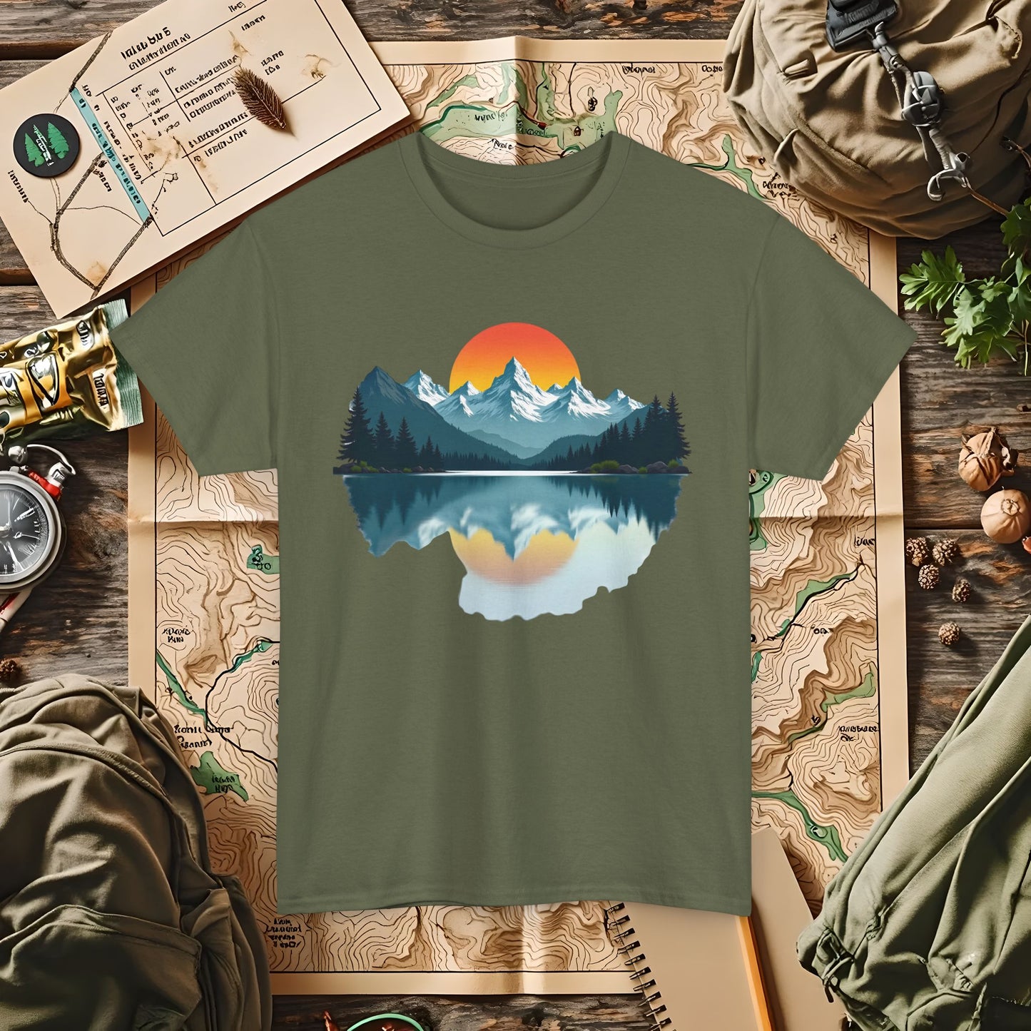 Mountain Reflection Outdoor Adventure T-Shirts | Camping, Hiking, Rafting & Kayaking Tees for Nature Lovers
