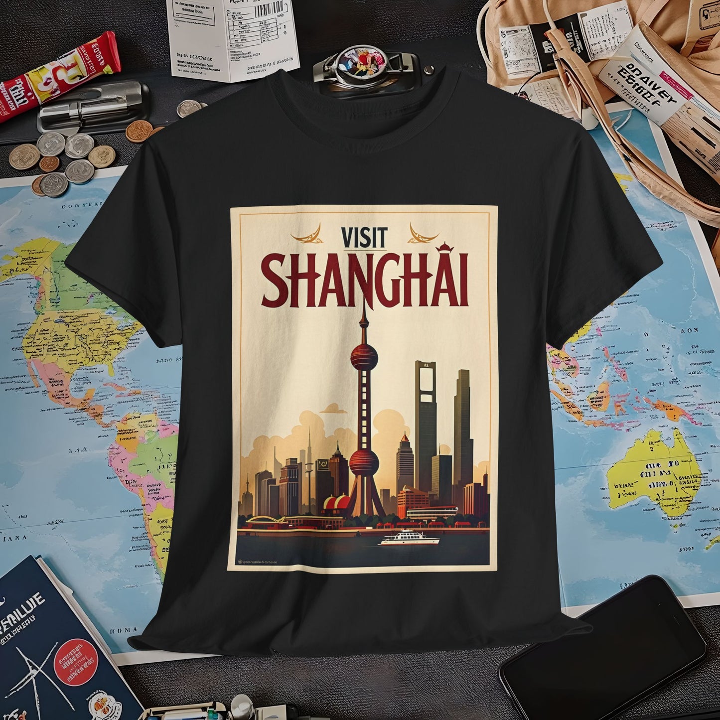 Shanghai Elegance Air Travel T-Shirts | Jetsetter, Airport, and International Flight Tees