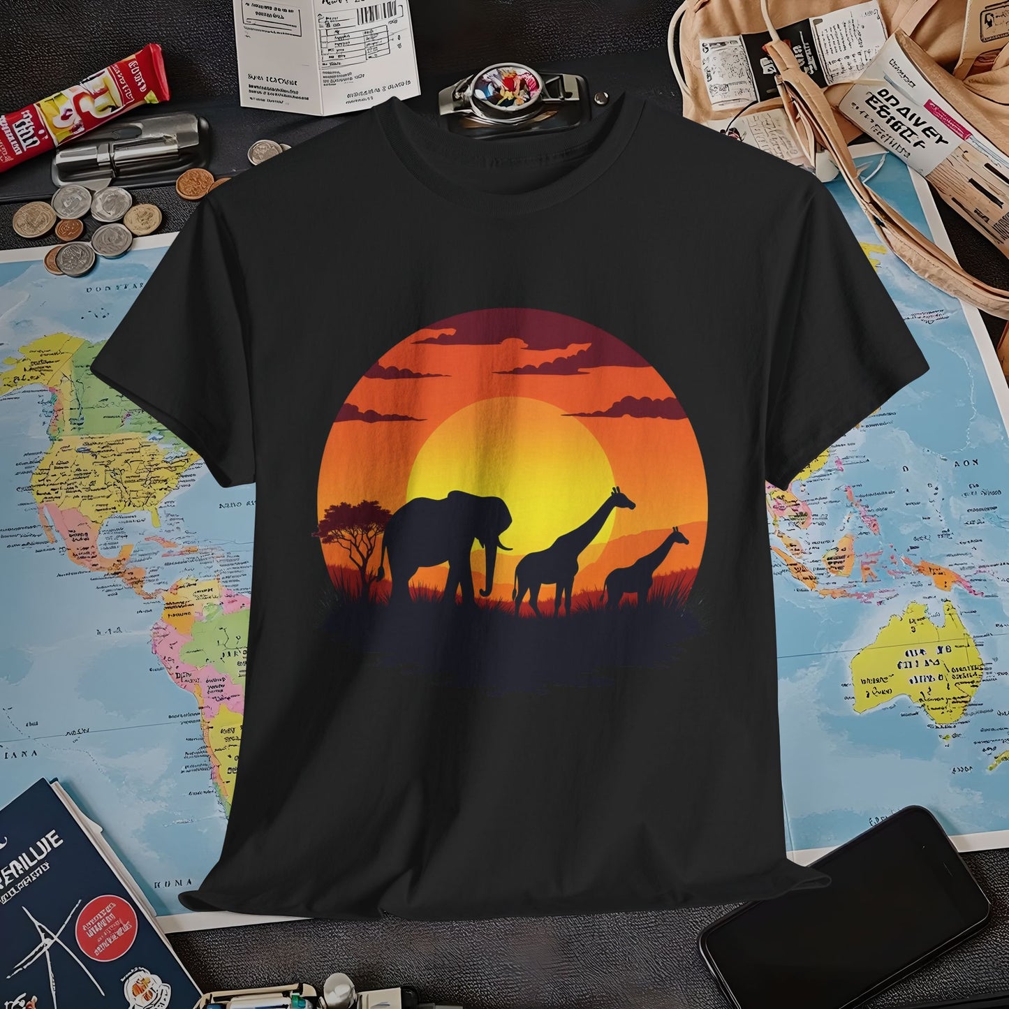Savanna Silhouettes Air Travel T-Shirts | Jetsetter, Airport, and International Flight Tees