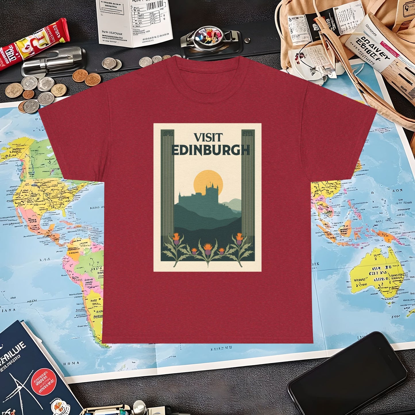 Edinburgh Poster Air Travel T-Shirts | Jetsetter, Airport, and International Flight Tees