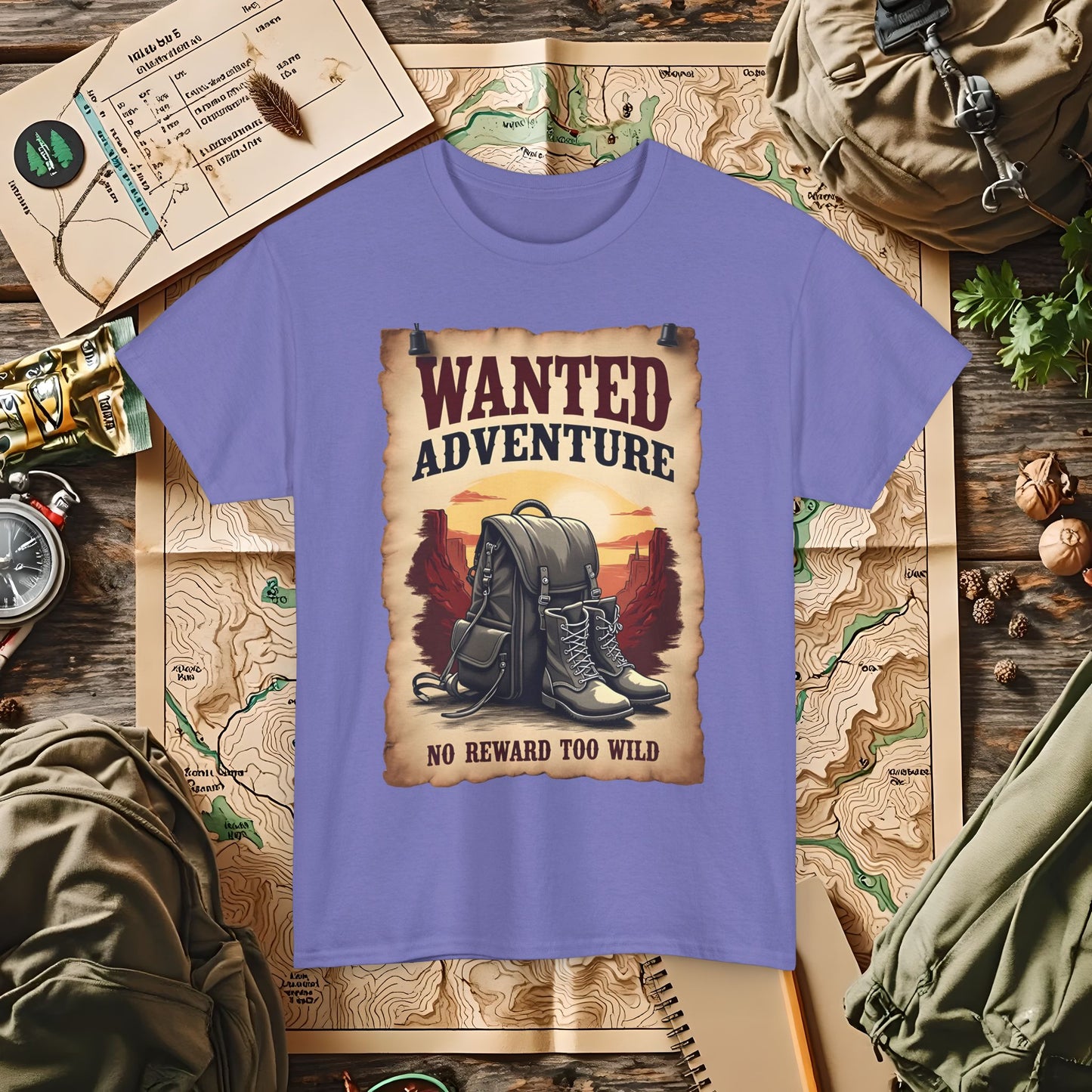 Wanted Adventure, No Reward too Wild, Outdoor Adventure T-Shirts | Camping, Hiking, Rafting & Kayaking Tees for Nature Lovers