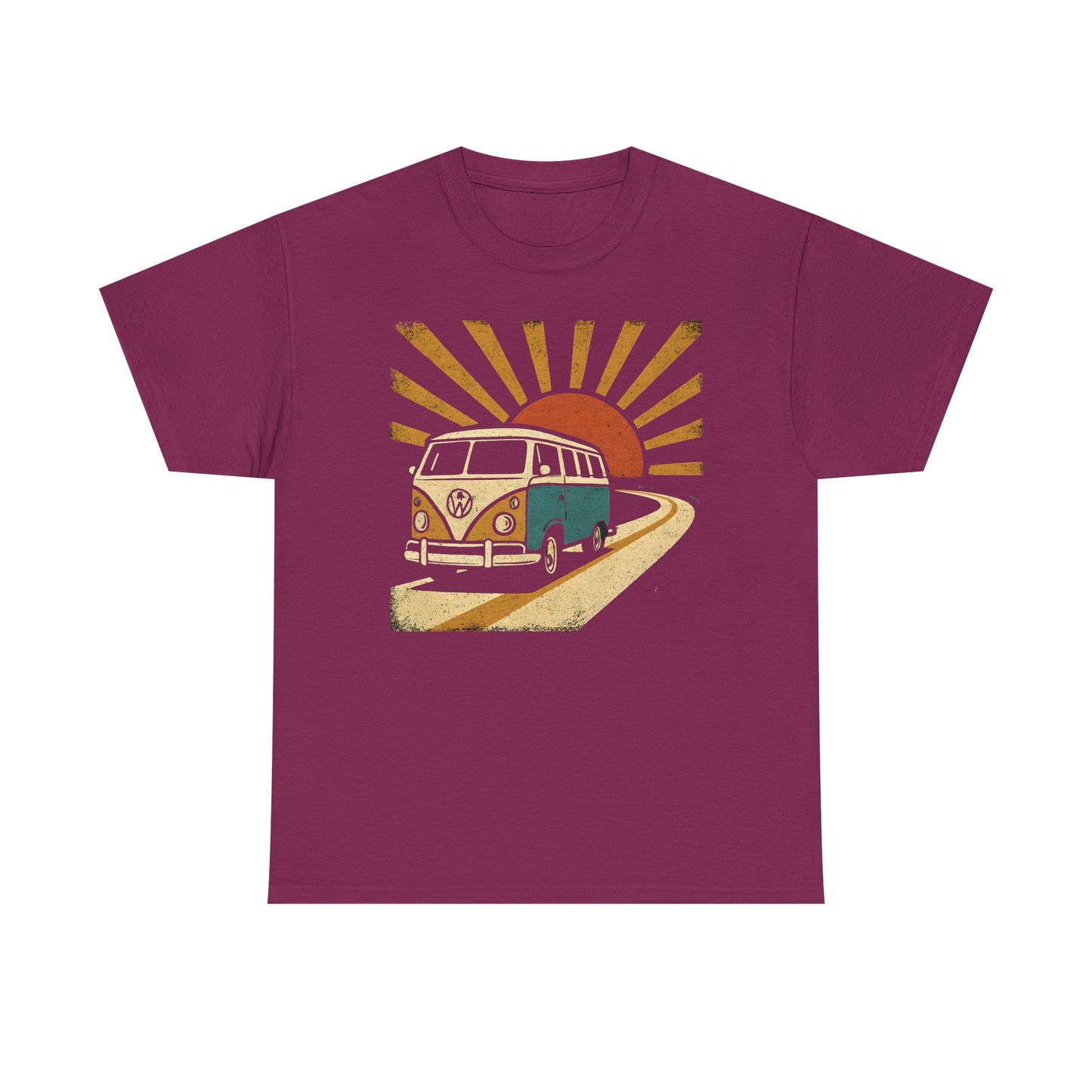 Sunset Road Trip T-Shirt – Vintage VW Van Adventure Design