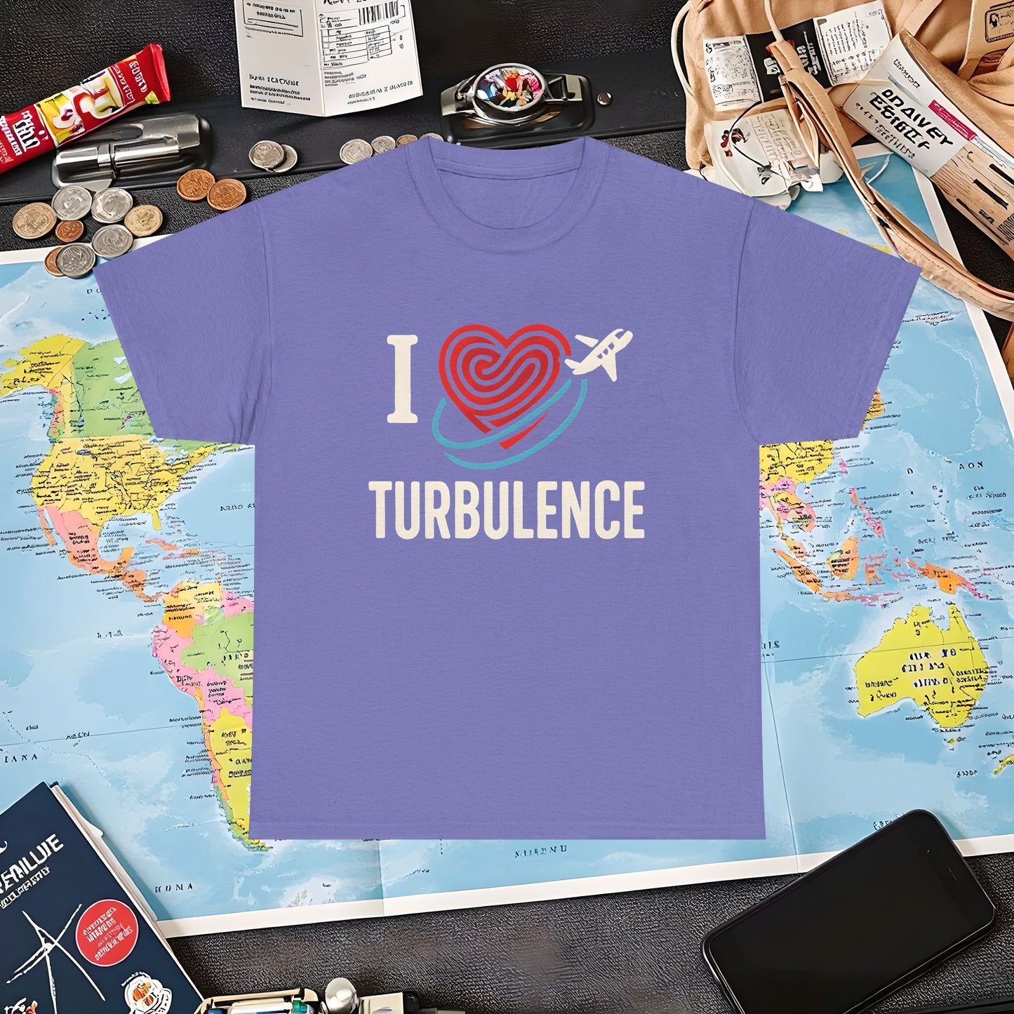 I ♥ Turbulence – Funny Aviation Graphic Tee for Pilots & Frequent Flyers Air Travel T-Shirts | Jetsetter, Airport, and International Flight Tees