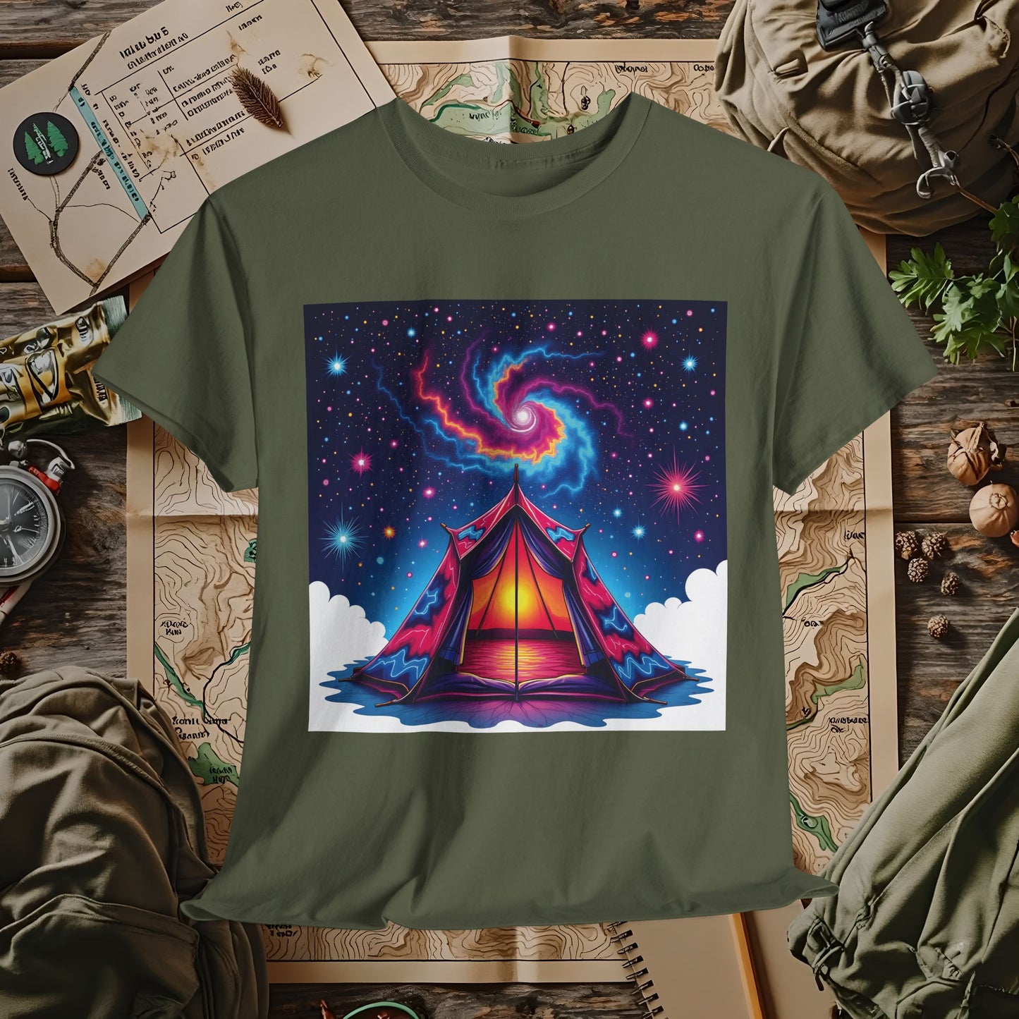 Cosmic Tent Outdoor Adventure T-Shirts | Camping, Hiking, Rafting & Kayaking Tees for Nature Lovers