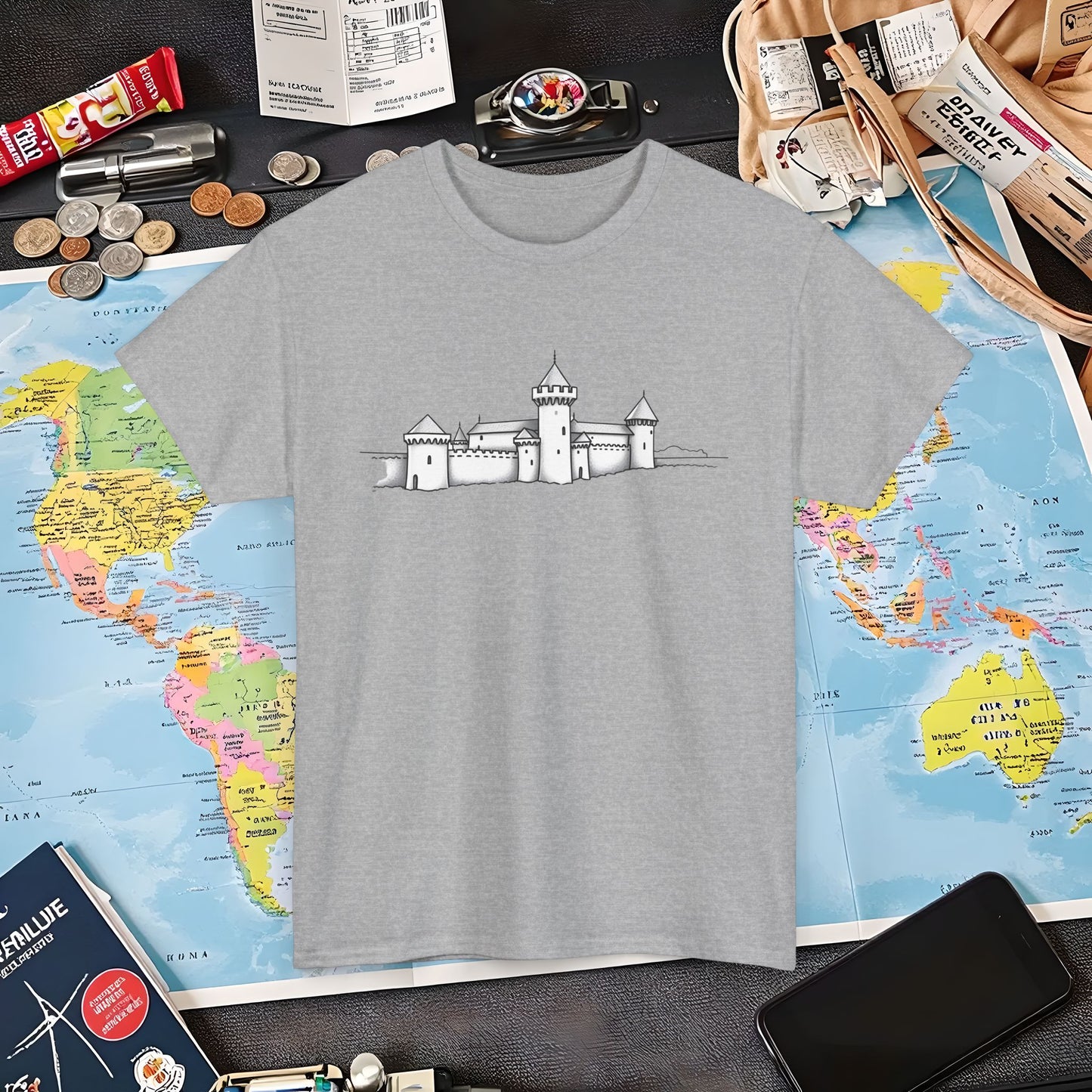 Castle Skyline Air Travel T-Shirts | Jetsetter, Airport, and International Flight Tees
