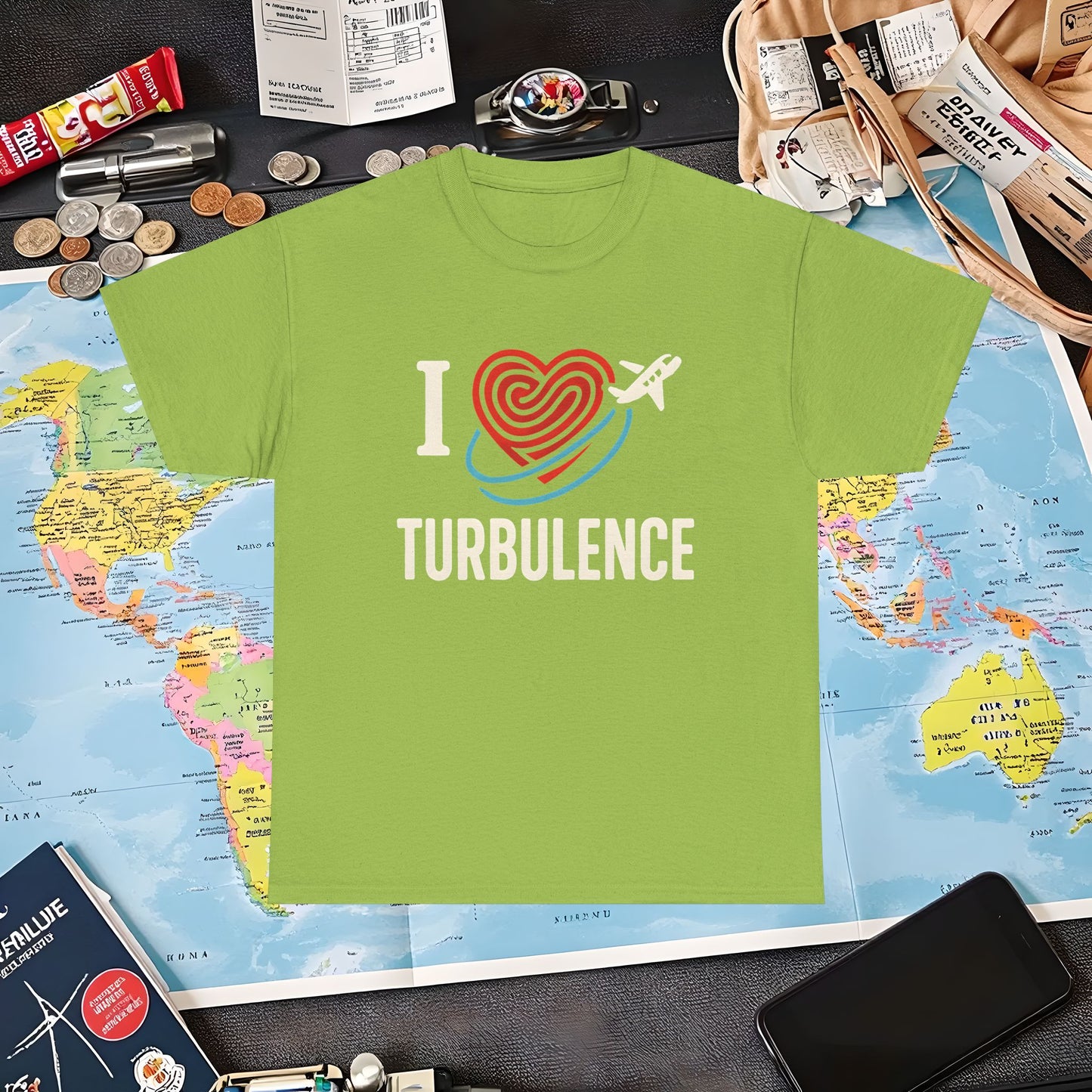 I ♥ Turbulence – Funny Aviation Graphic Tee for Pilots & Frequent Flyers Air Travel T-Shirts | Jetsetter, Airport, and International Flight Tees