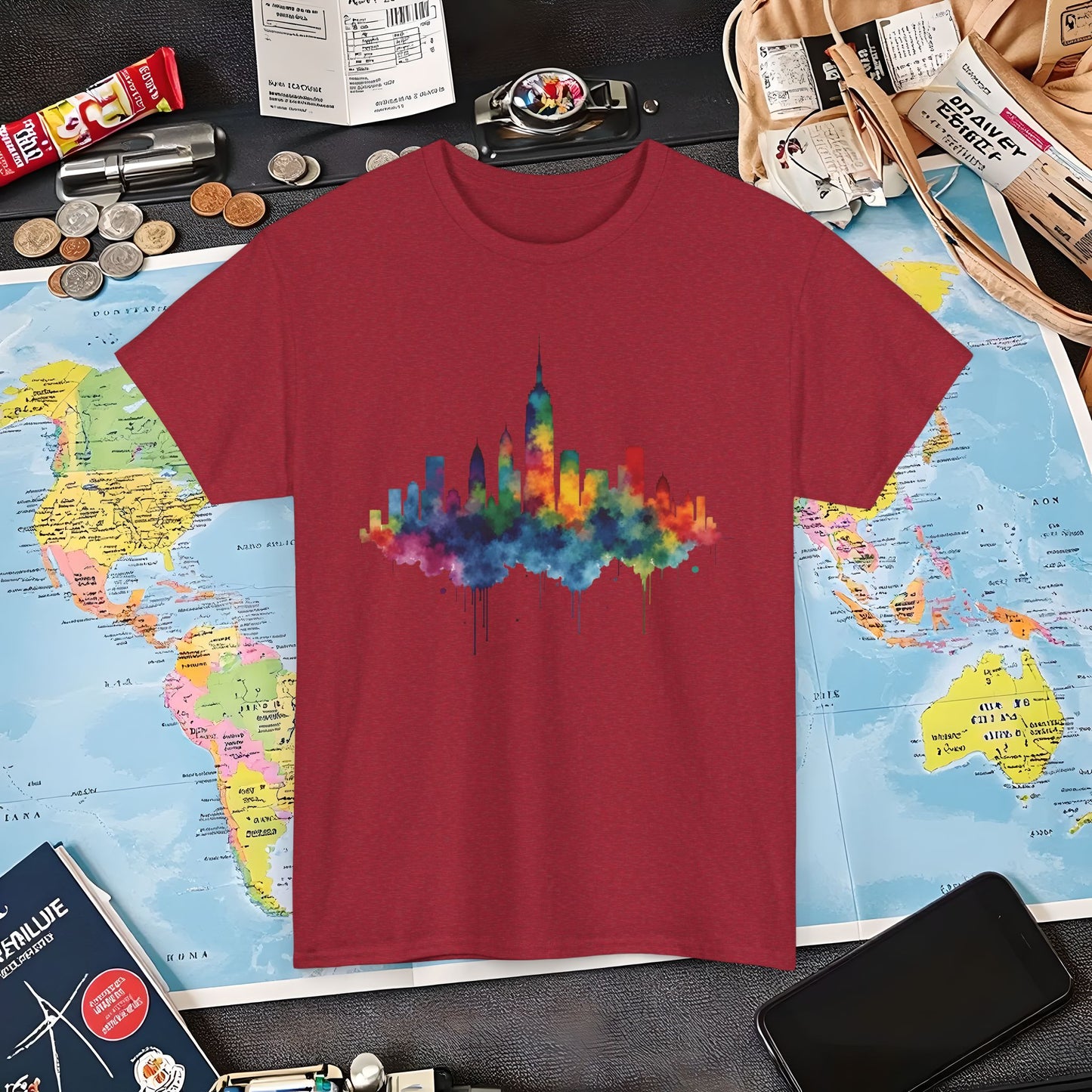 Vibrant Skyline T-Shirts | Jetsetter, Airport, and International Flight Tees