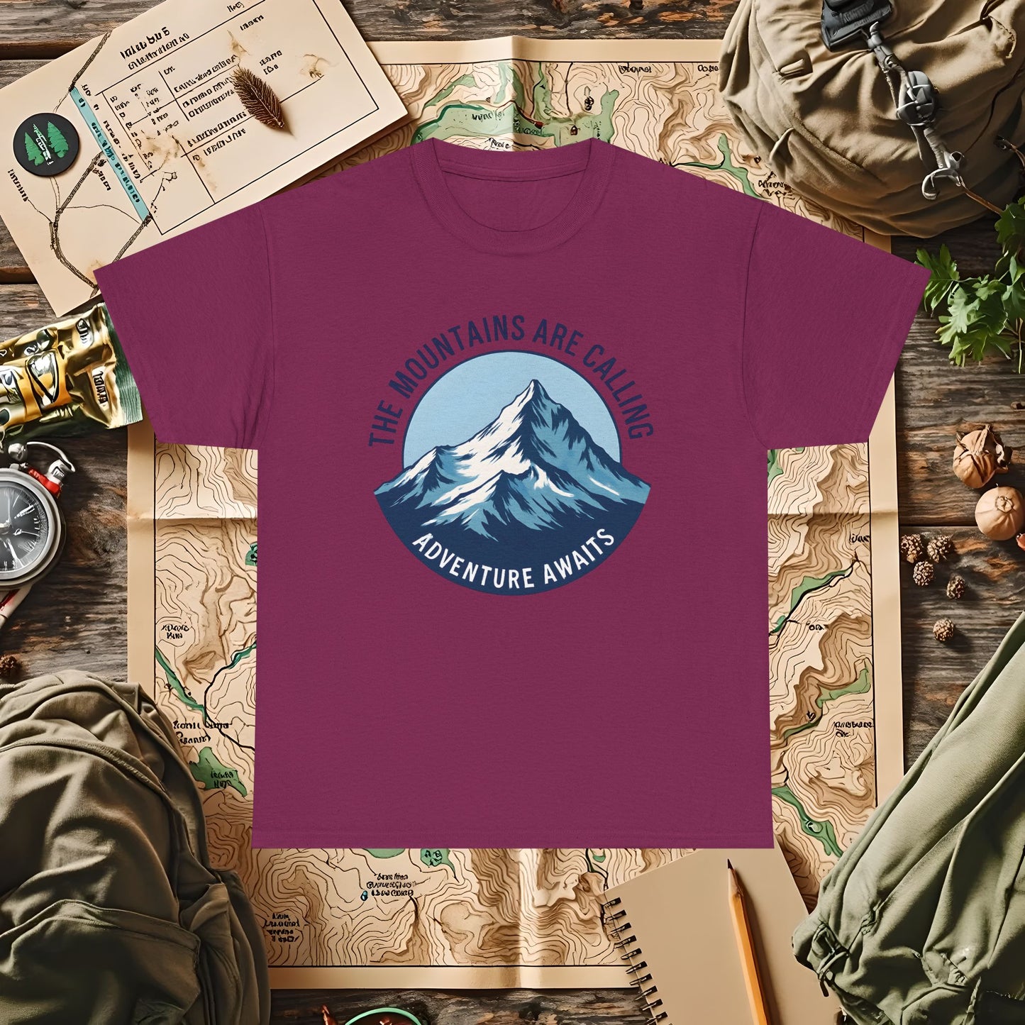 The Mountains Are Calling, Adventure Awaits Outdoor Adventure T-Shirts | Camping, Hiking, Rafting & Kayaking Tees for Nature Lovers