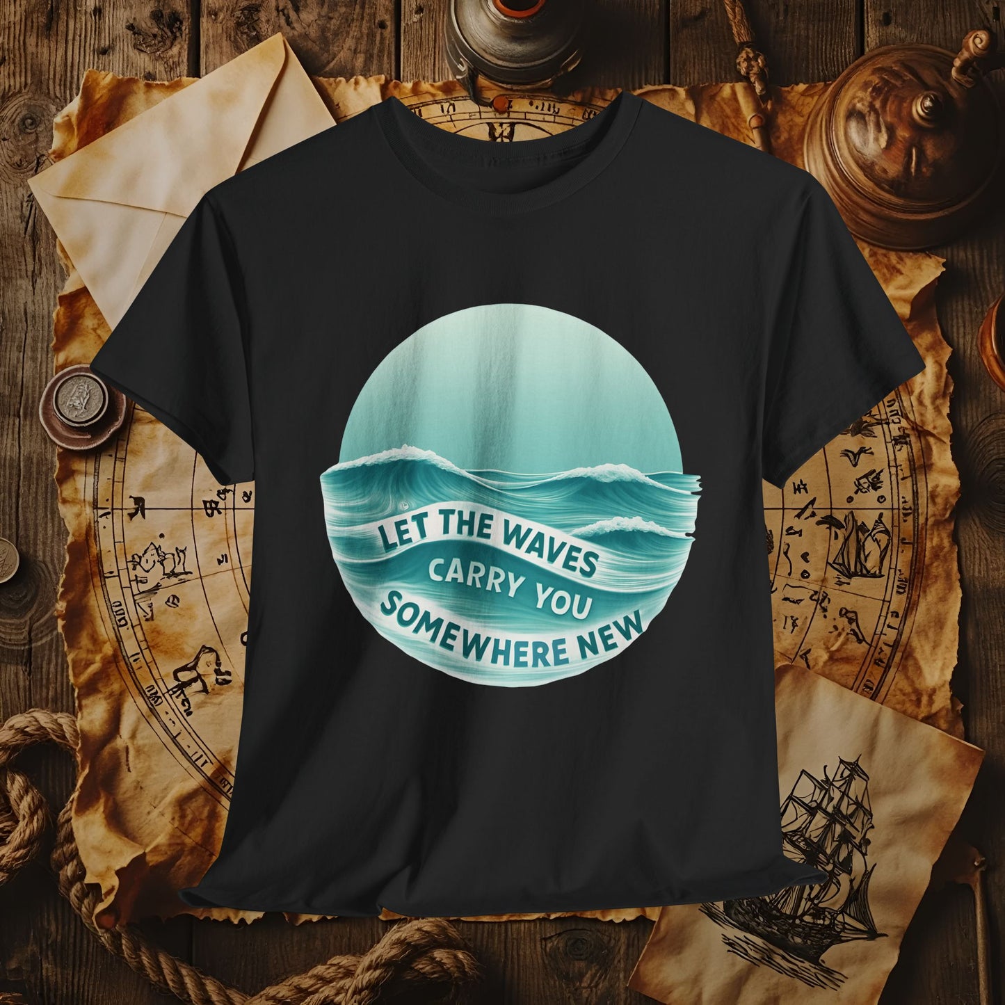Let the Waves Carry You T-Shirt – Serene Travel & Ocean Escape Design | Funny & Stylish Tees for Ocean Adventures