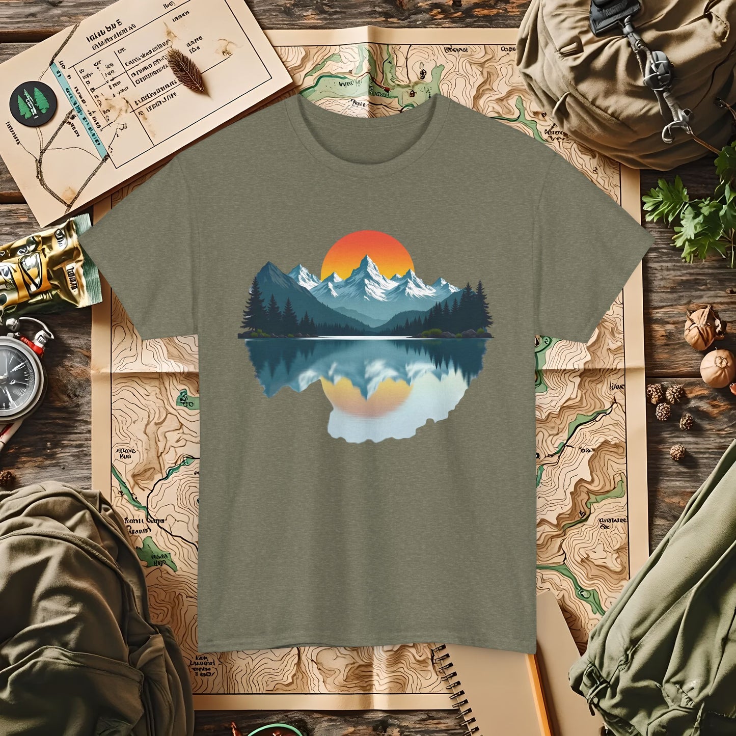Mountain Reflection Outdoor Adventure T-Shirts | Camping, Hiking, Rafting & Kayaking Tees for Nature Lovers