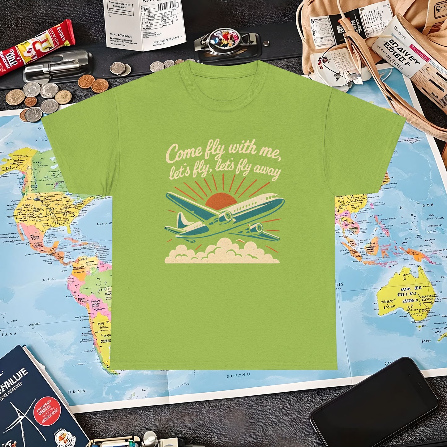 Come Fly With Me T-Shirt – Vintage Skybound Adventure with Retro Airplane DesignAir Travel T-Shirts | Jetsetter, Airport, and International Flight Tees
