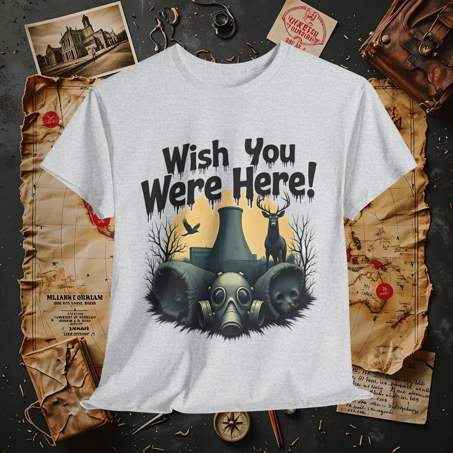 Spooky Vibes Tee - "Wish You Were Here!" Halloween T-Shirt, Unisex Tee, Ghost Graphic Tee, Halloween Gift, Casual Wear